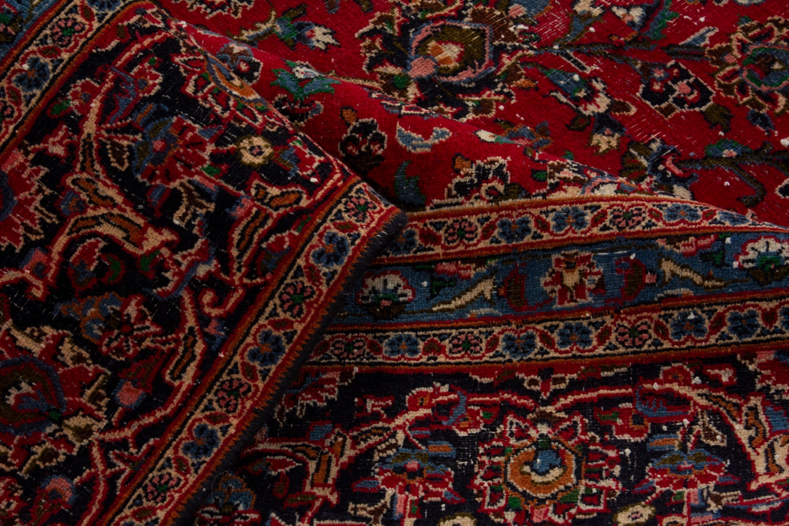 Persian Mashhad oversized rug in deep red and burgundy, view 15 of 18
