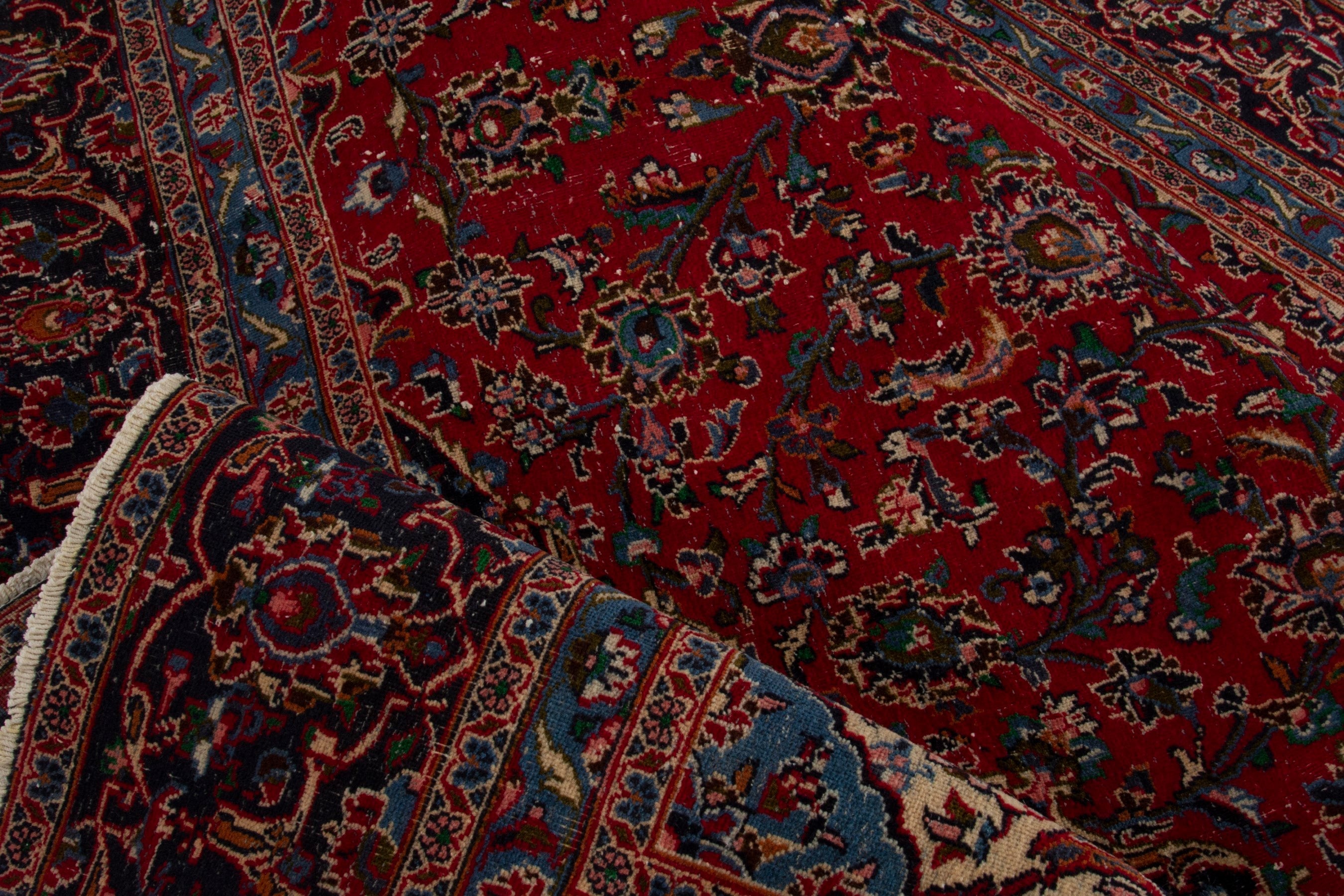 Persian Mashhad oversized rug in deep red and burgundy, view 16 of 18