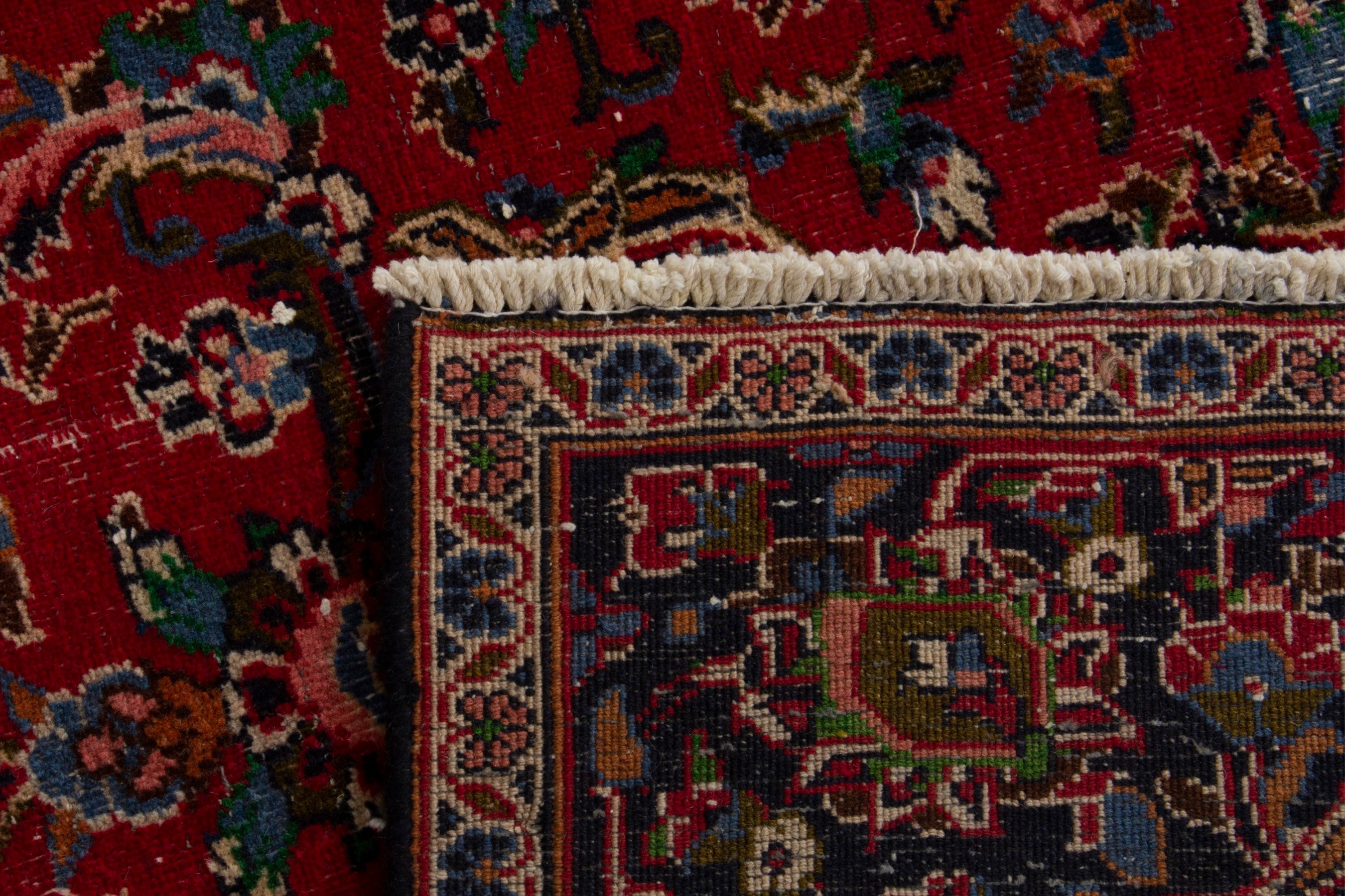 Persian Mashhad oversized rug in deep red and burgundy, view 18 of 18