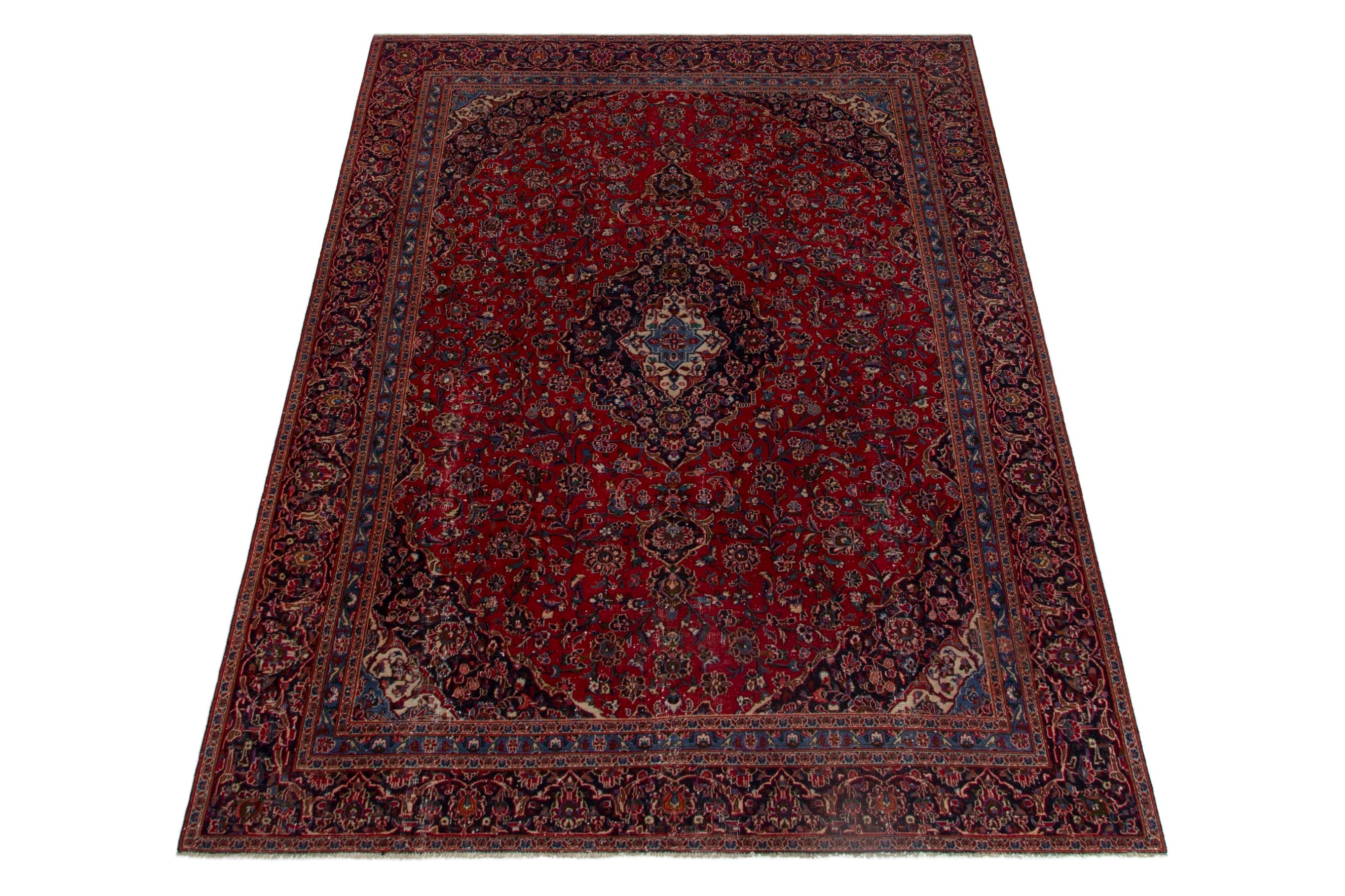 Persian Mashhad oversized rug in deep red and burgundy, view 2 of 18