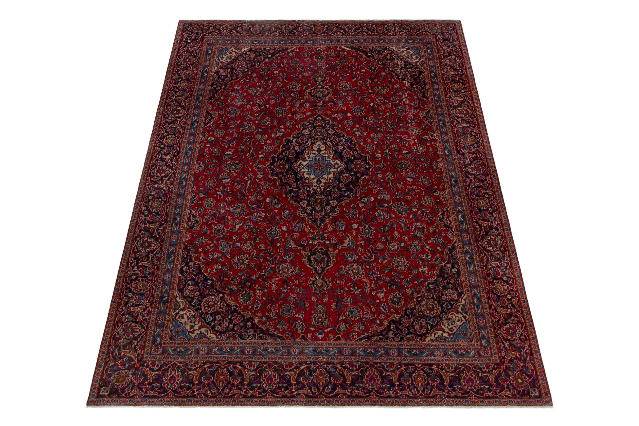 Persian Mashhad oversized rug in deep red and burgundy, view 3 of 18