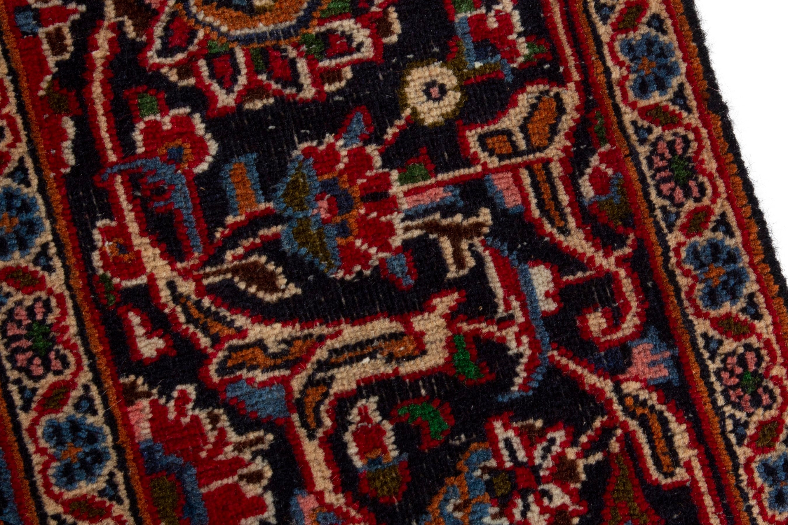 Persian Mashhad oversized rug in deep red and burgundy, view 7 of 18