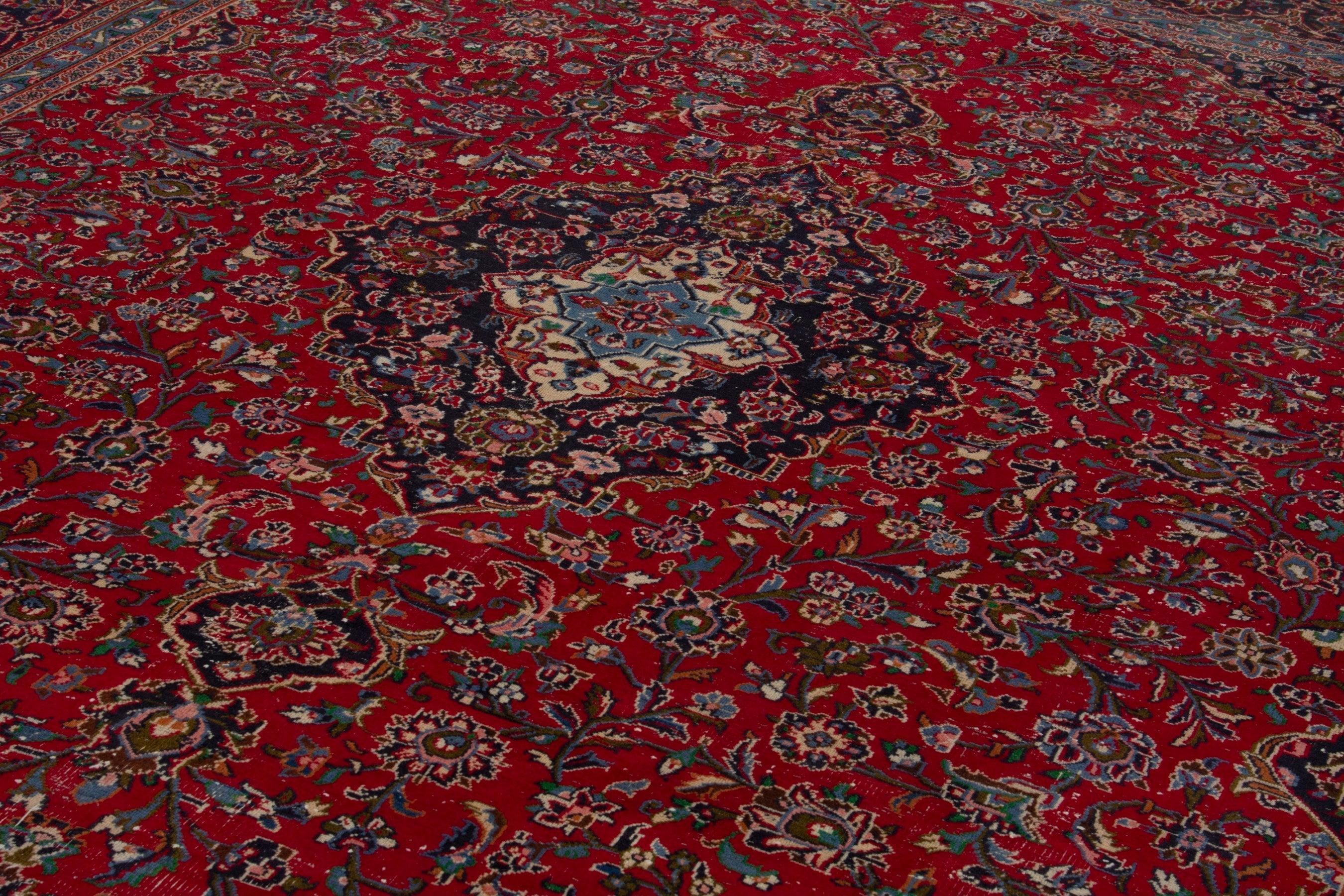 Persian Mashhad oversized rug in deep red and burgundy, view 9 of 18