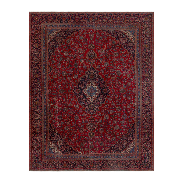 Persian Mashhad oversized rug in deep red and burgundy, 8'10" x 11'9"