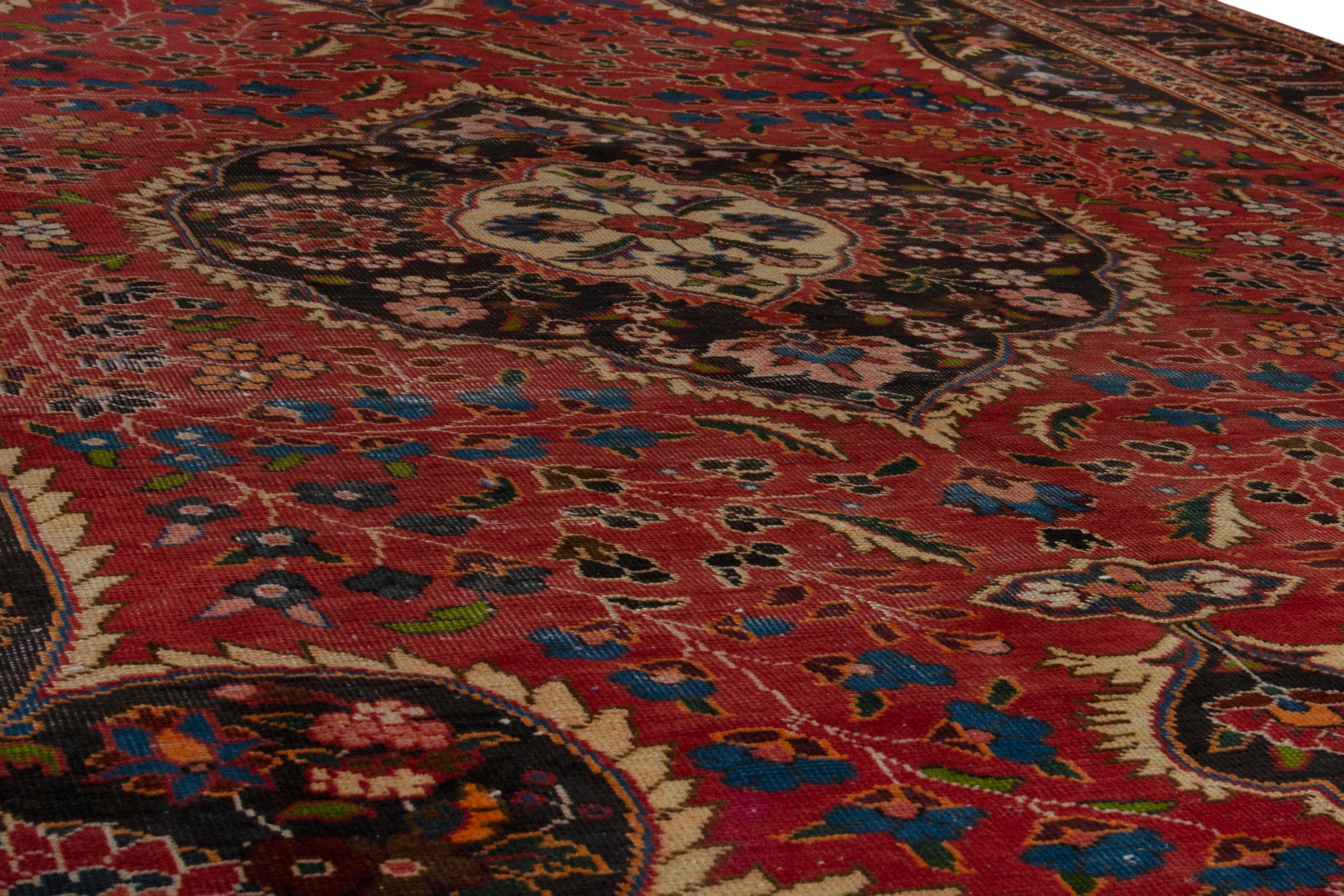 Persian Kashan oversized rug in deep red and burgundy, view 10 of 18
