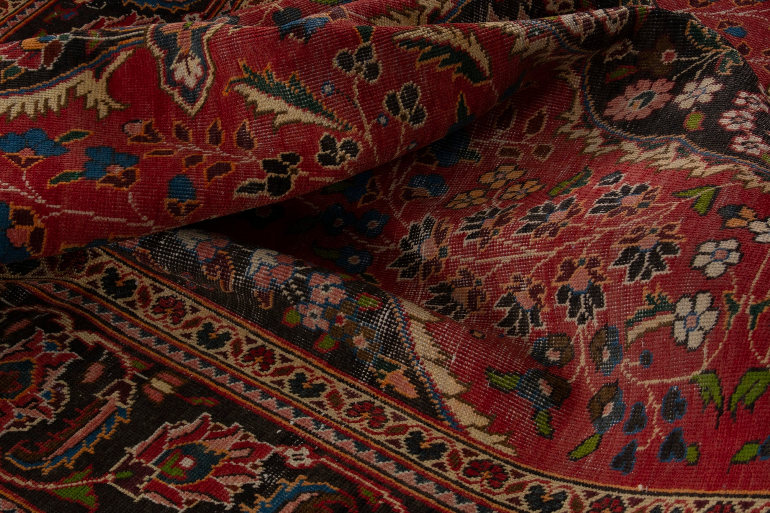 Persian Kashan oversized rug in deep red and burgundy, view 17 of 18