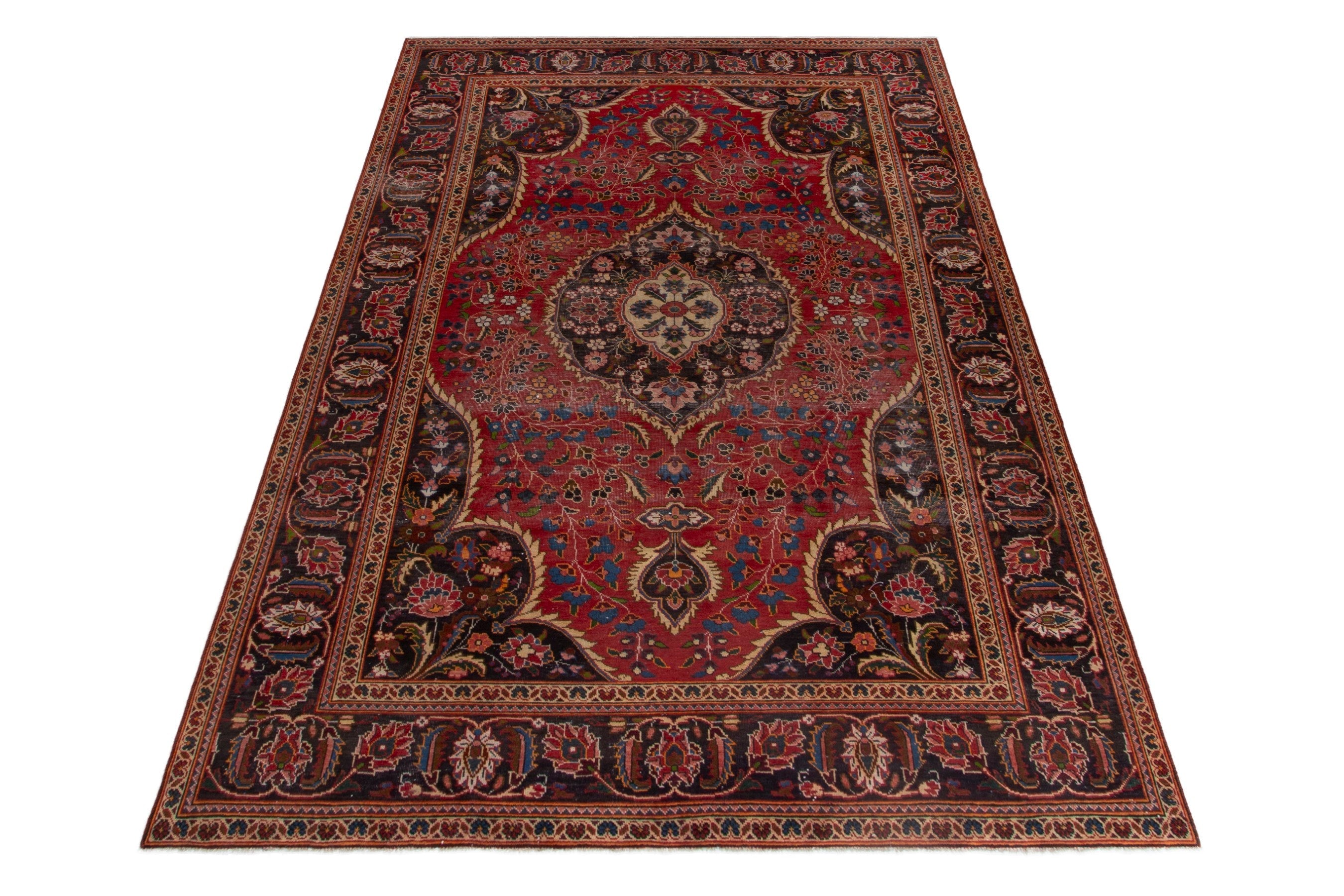 Persian Kashan oversized rug in deep red and burgundy, view 2 of 18