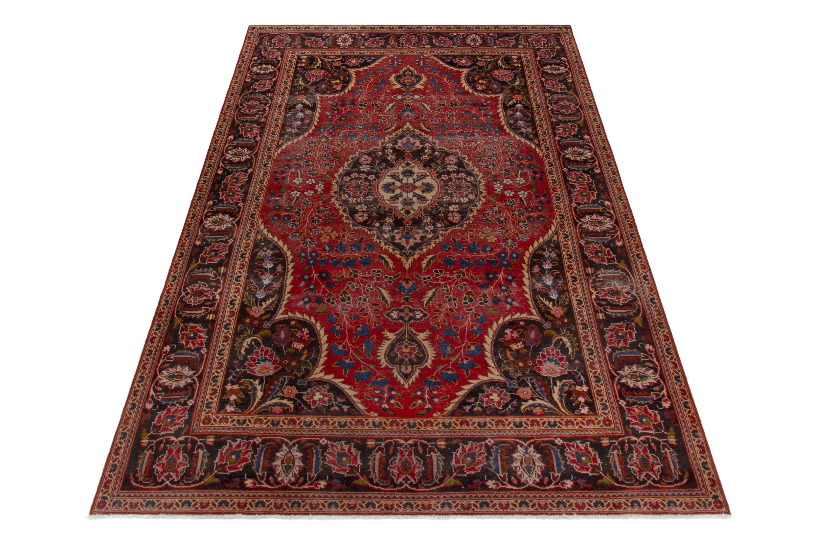 Persian Kashan oversized rug in deep red and burgundy, view 3 of 18