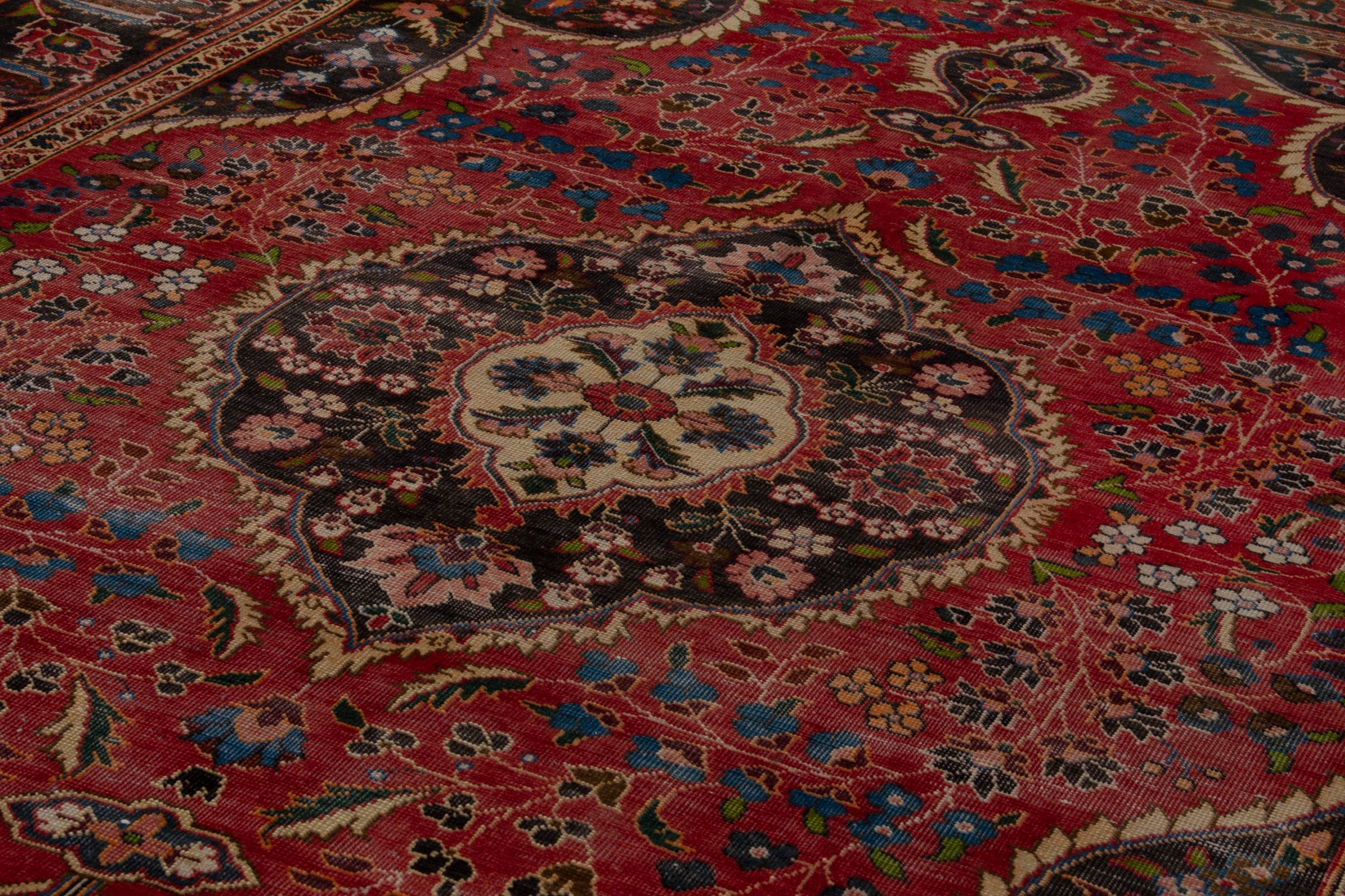 Persian Kashan oversized rug in deep red and burgundy, view 9 of 18