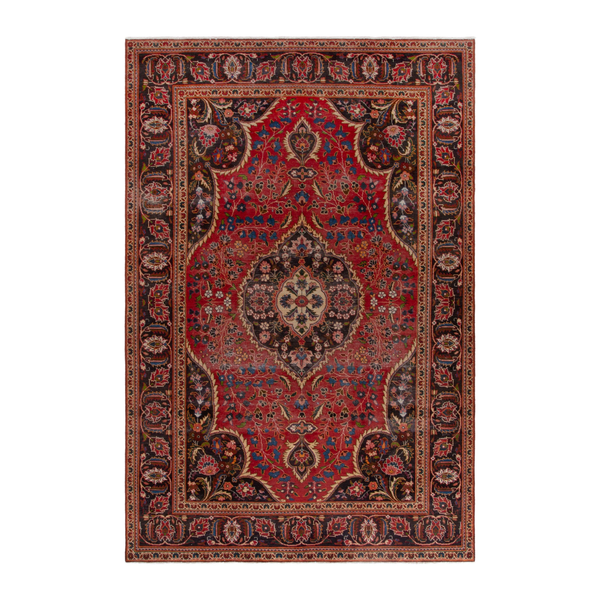 Persian Kashan oversized rug in deep red and burgundy, 7'8" x 11'7"