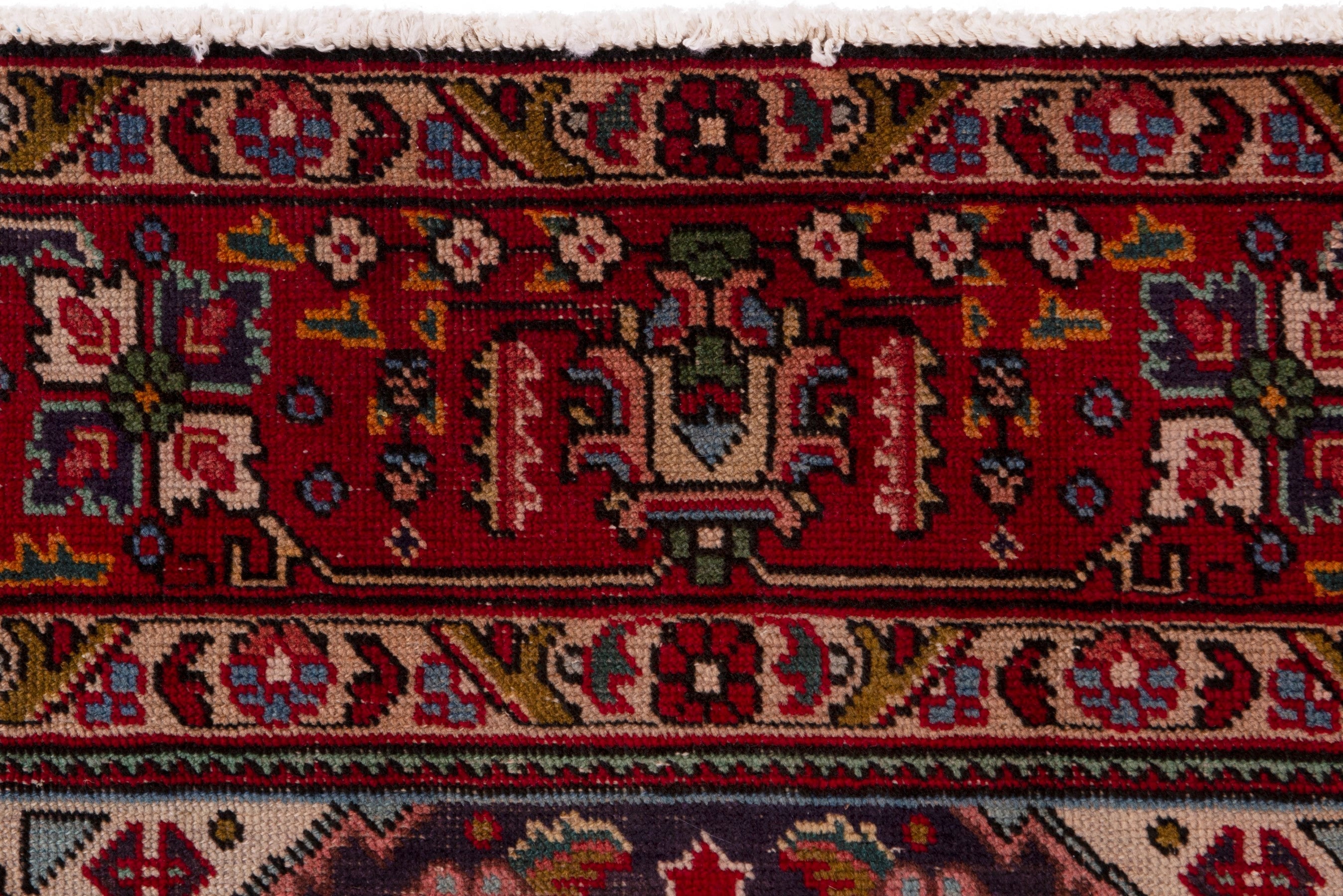 Persian Tabriz area rug in deep indigo and burgundy, view 11 of 18