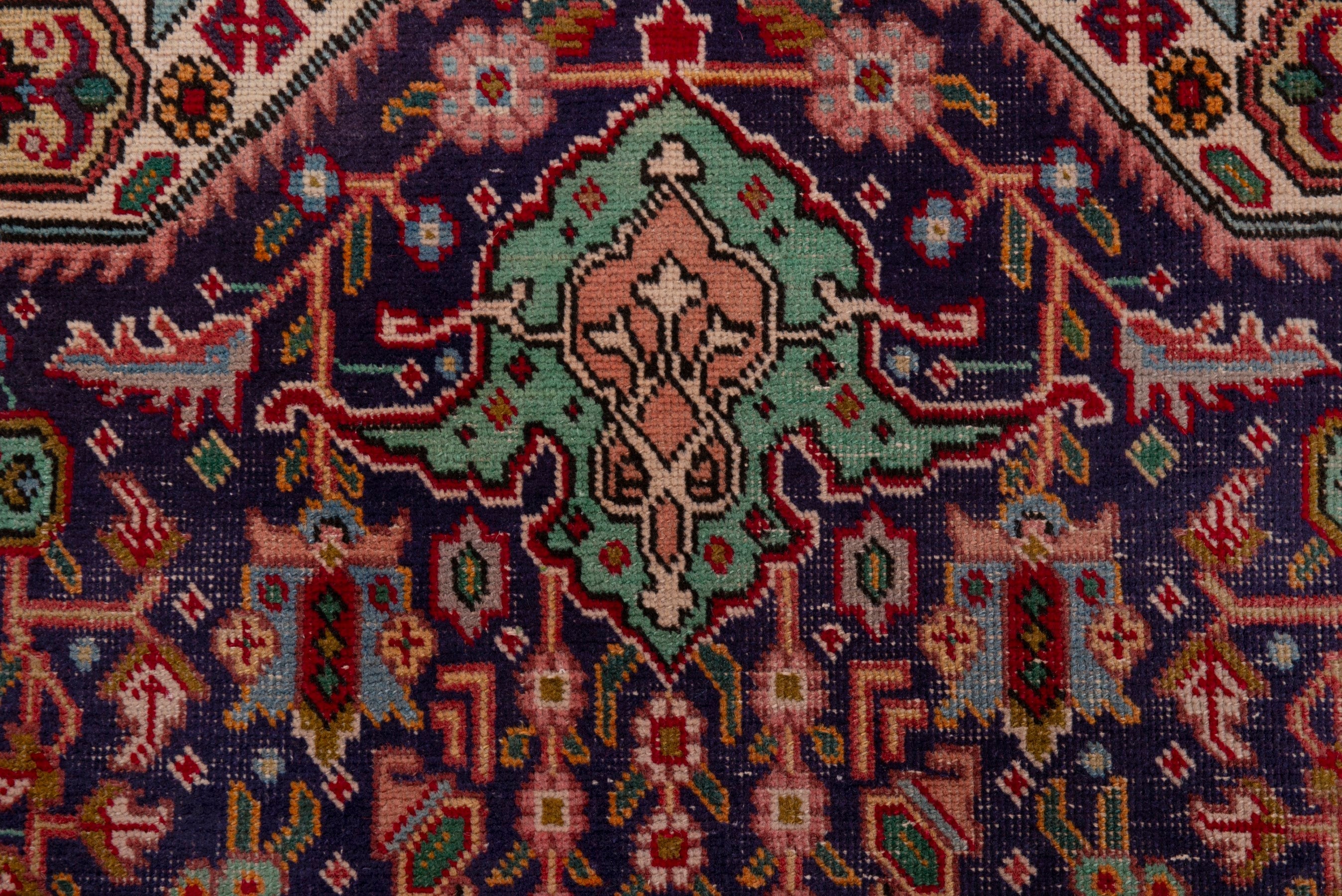 Persian Tabriz area rug in deep indigo and burgundy, view 14 of 18