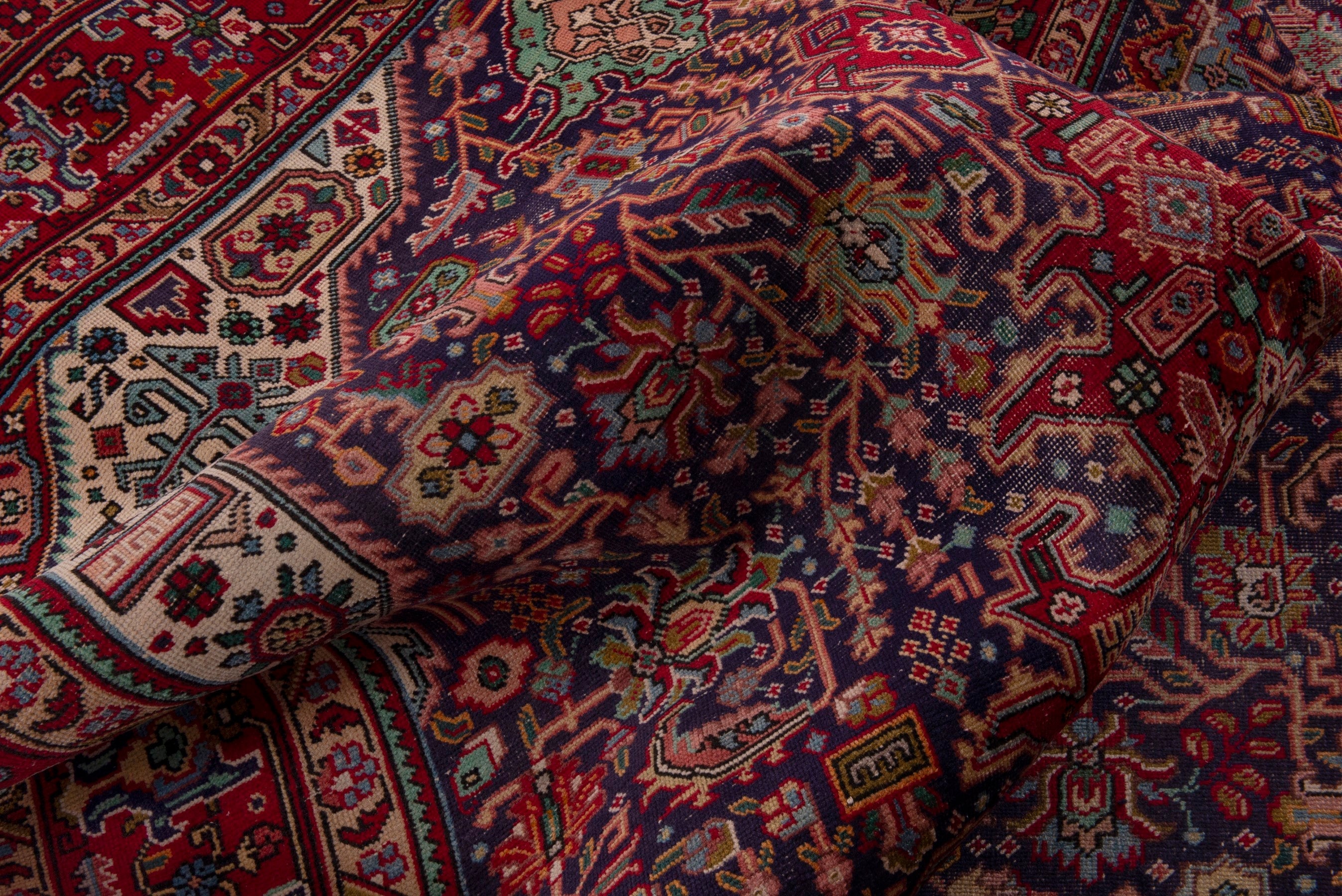 Persian Tabriz area rug in deep indigo and burgundy, view 16 of 18