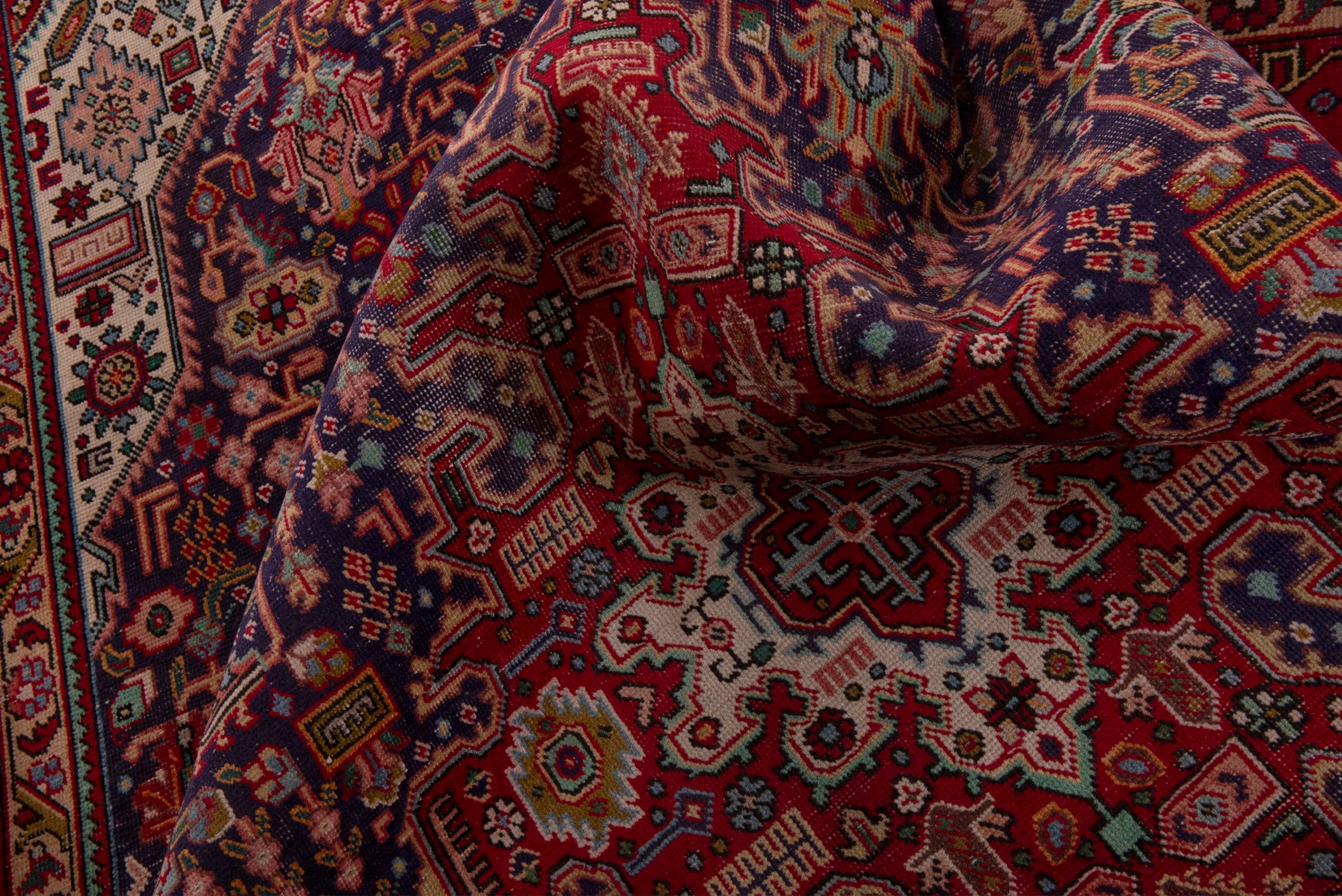 Persian Tabriz area rug in deep indigo and burgundy, view 17 of 18