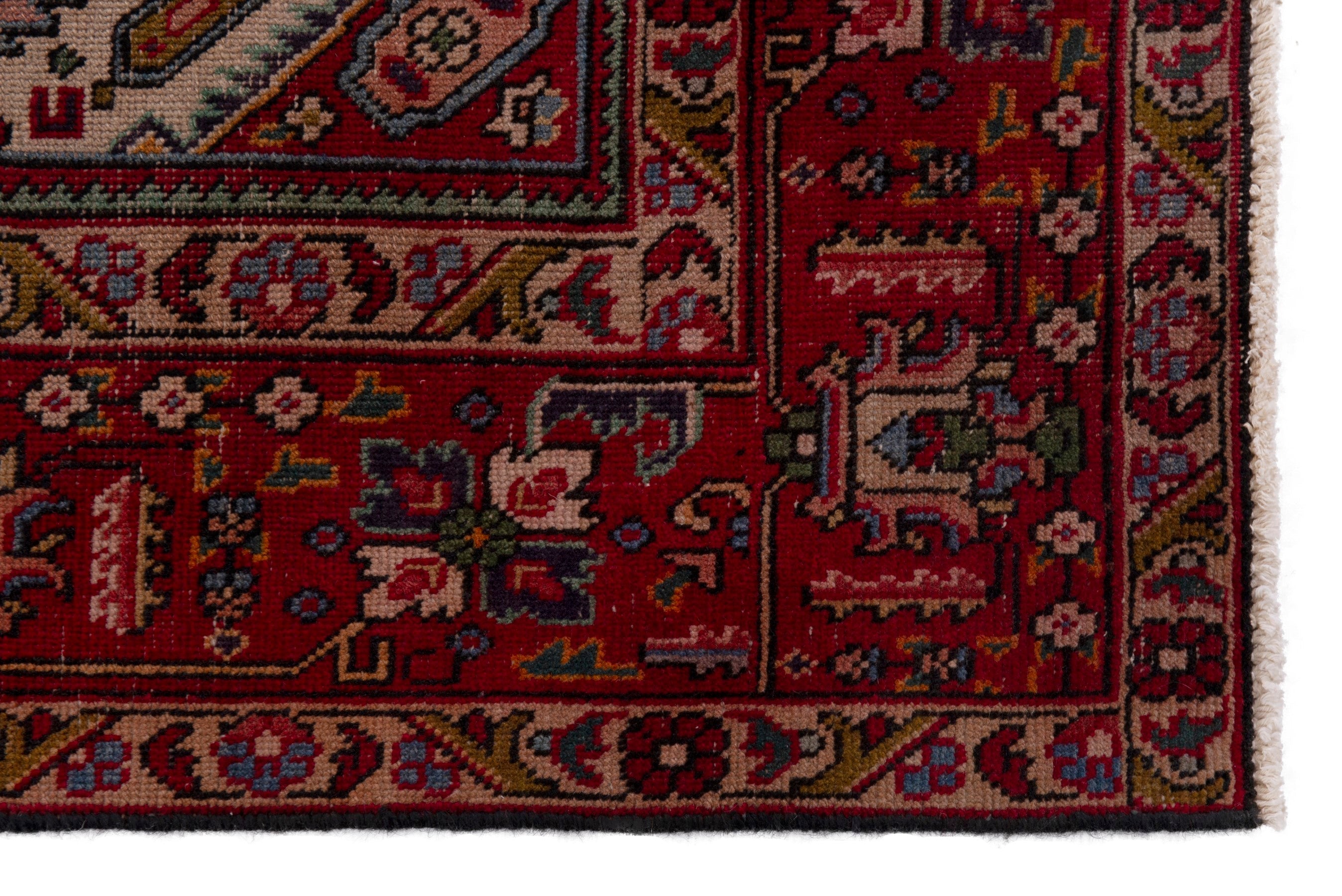 Persian Tabriz area rug in deep indigo and burgundy, view 5 of 18