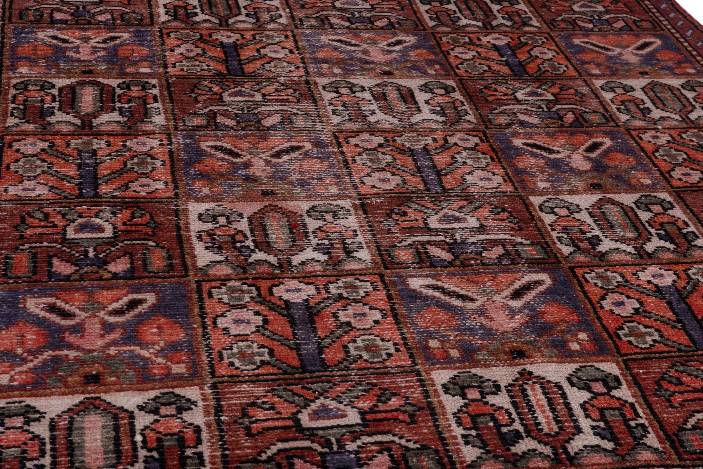Persian Bakhtiari area rug in deep red and rust, view 10 of 17