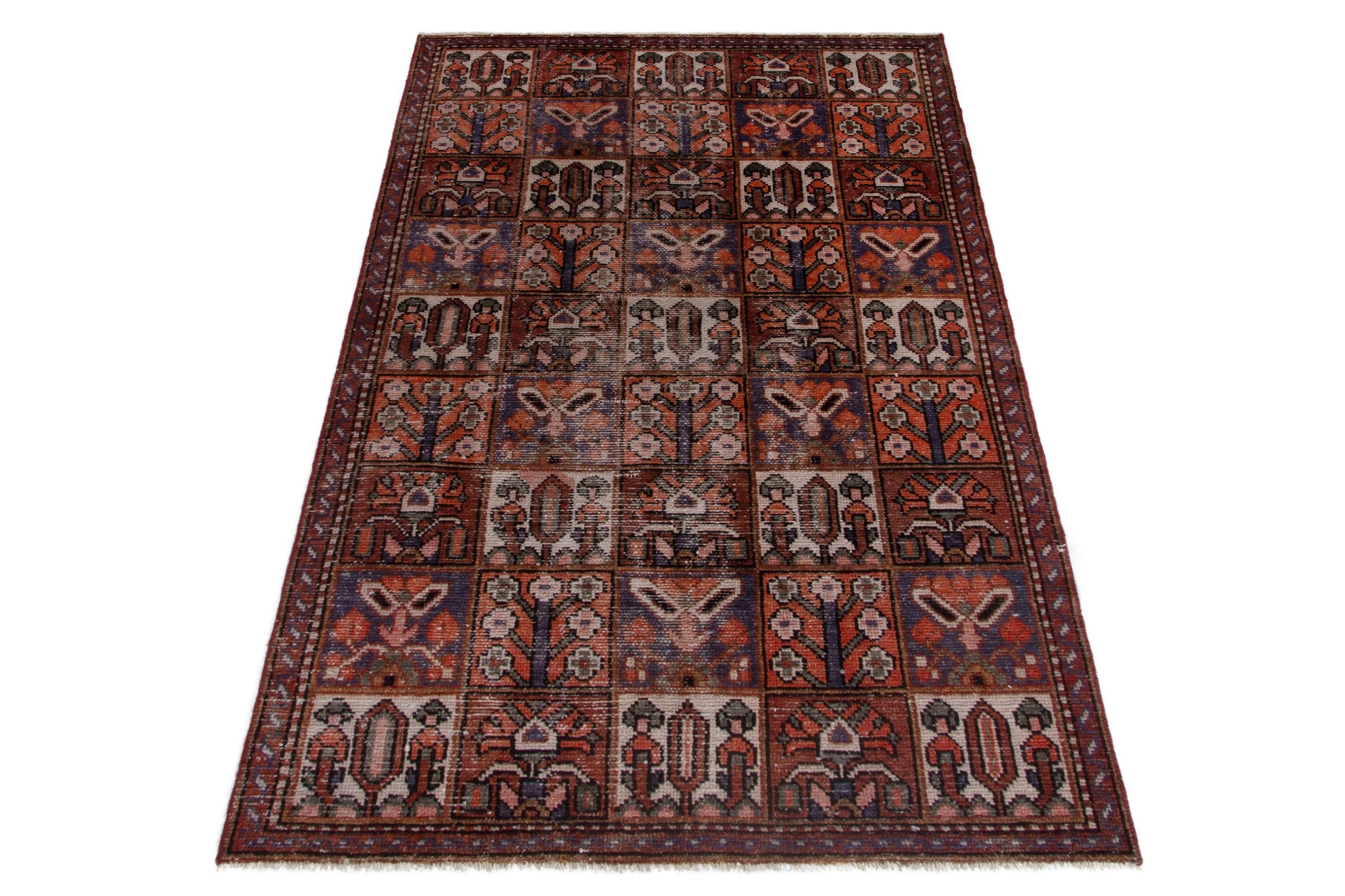 Persian Bakhtiari area rug in deep red and rust, view 2 of 17