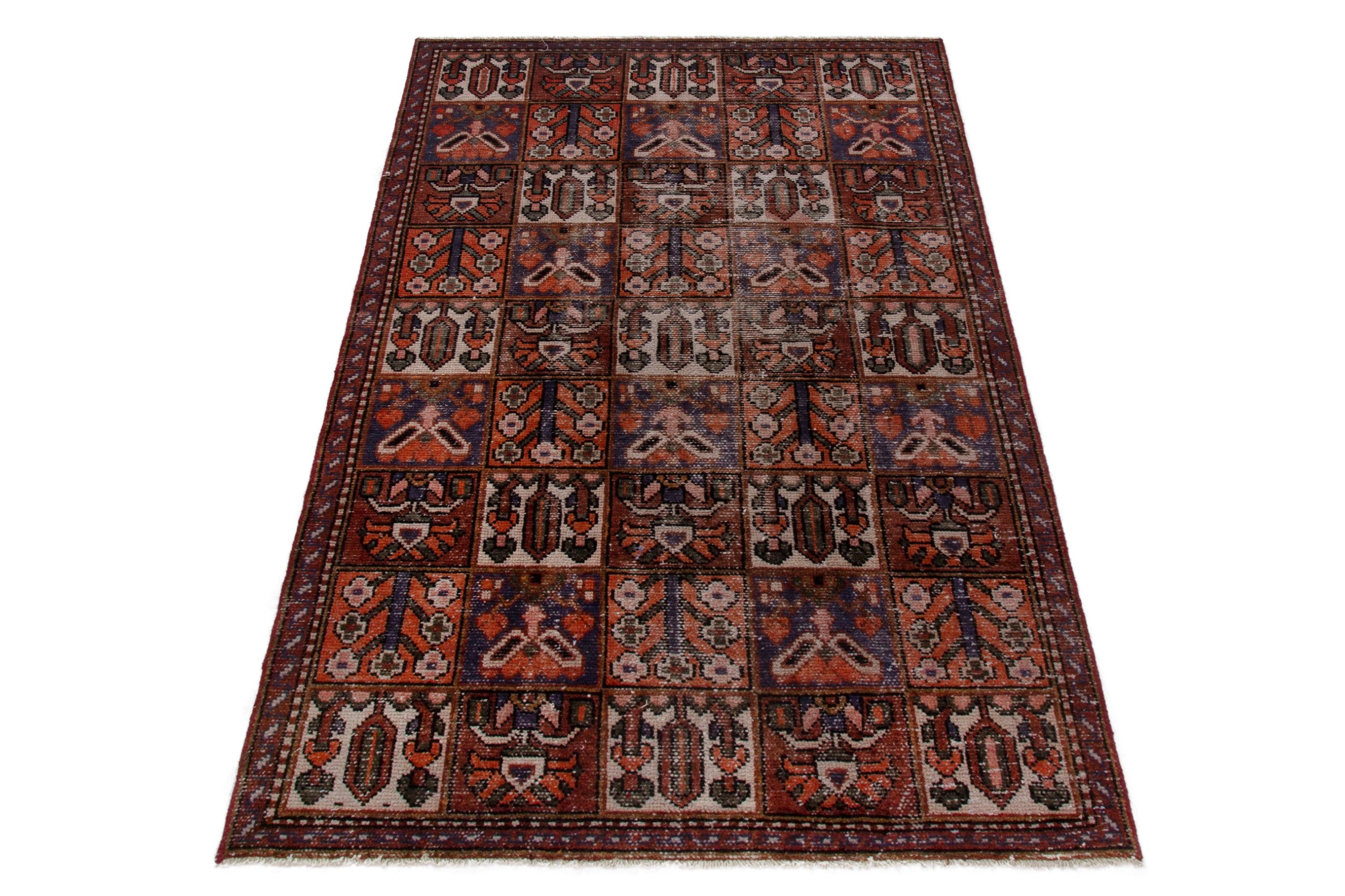 Persian Bakhtiari area rug in deep red and rust, view 3 of 17