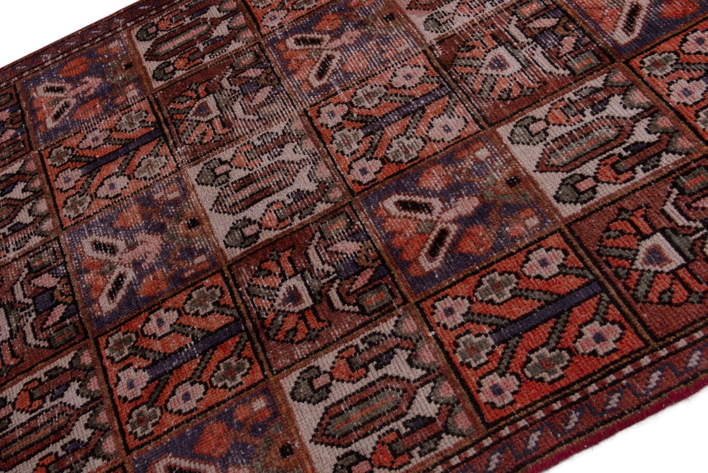 Persian Bakhtiari area rug in deep red and rust, view 4 of 17