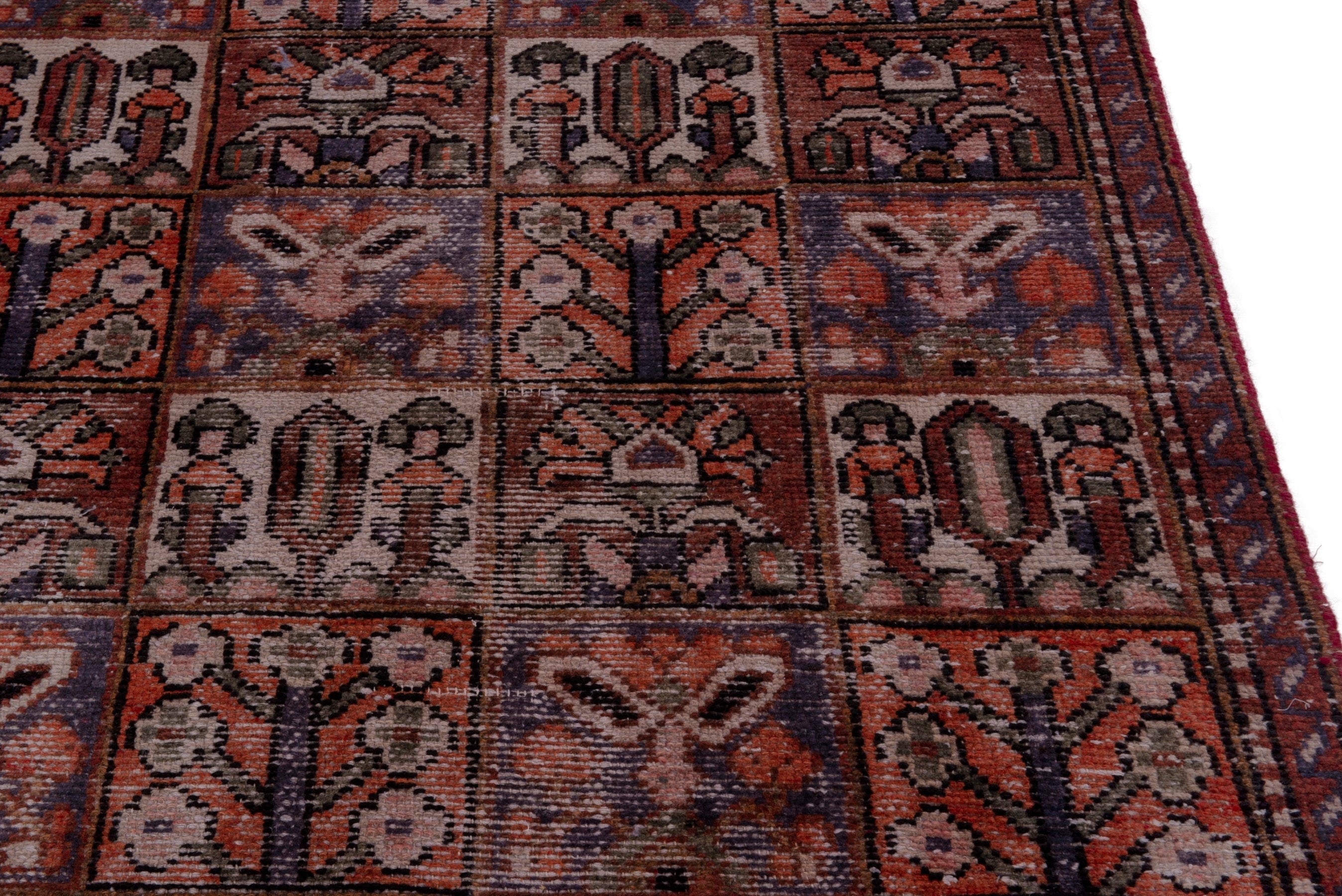 Persian Bakhtiari area rug in deep red and rust, view 7 of 17