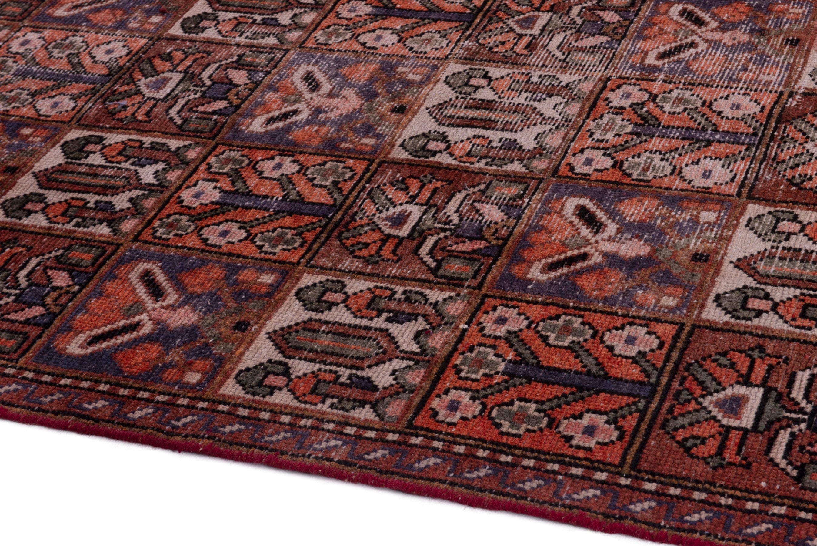 Persian Bakhtiari area rug in deep red and rust, view 8 of 17