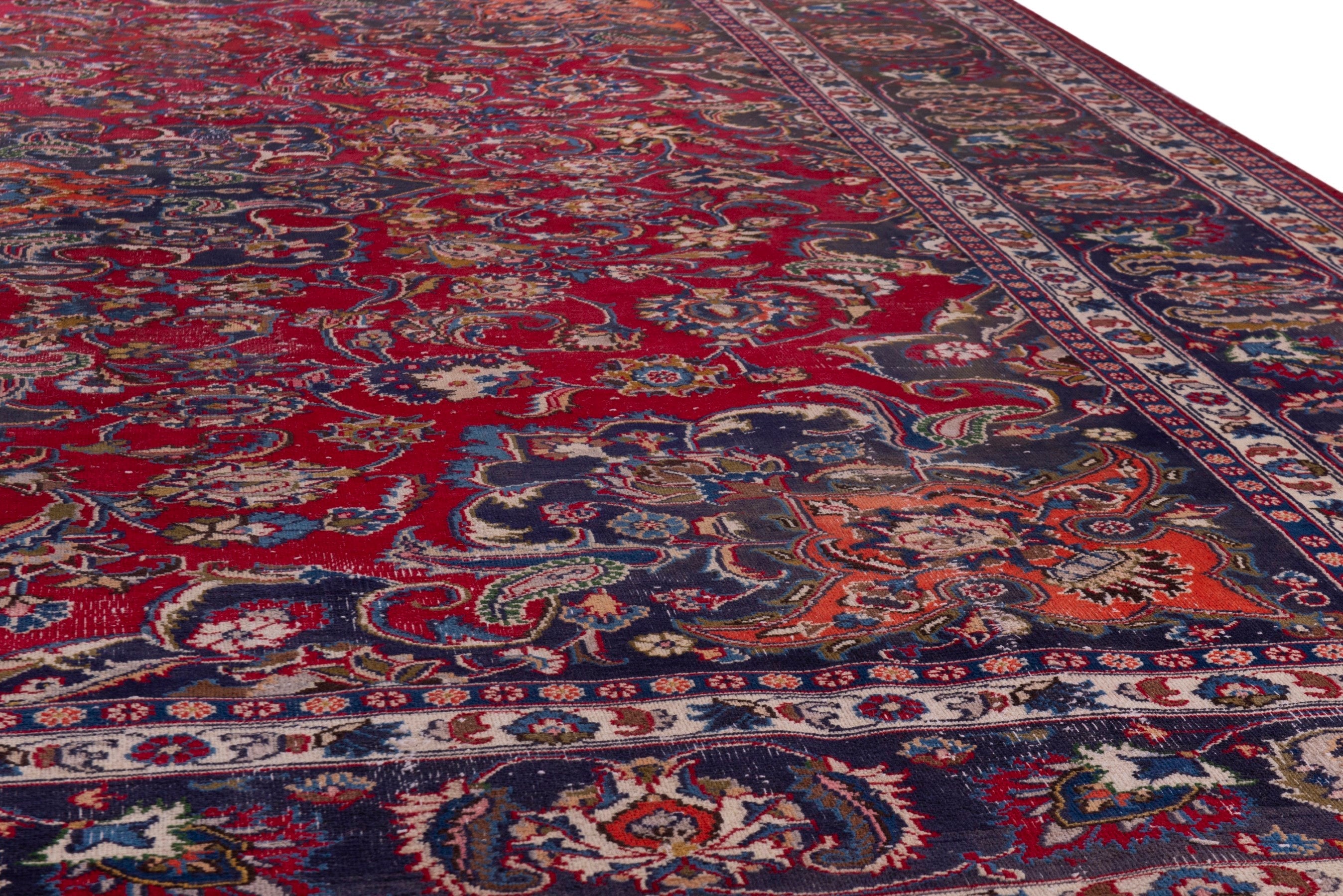 Persian Mashhad oversized rug in deep red and burgundy, view 10 of 20