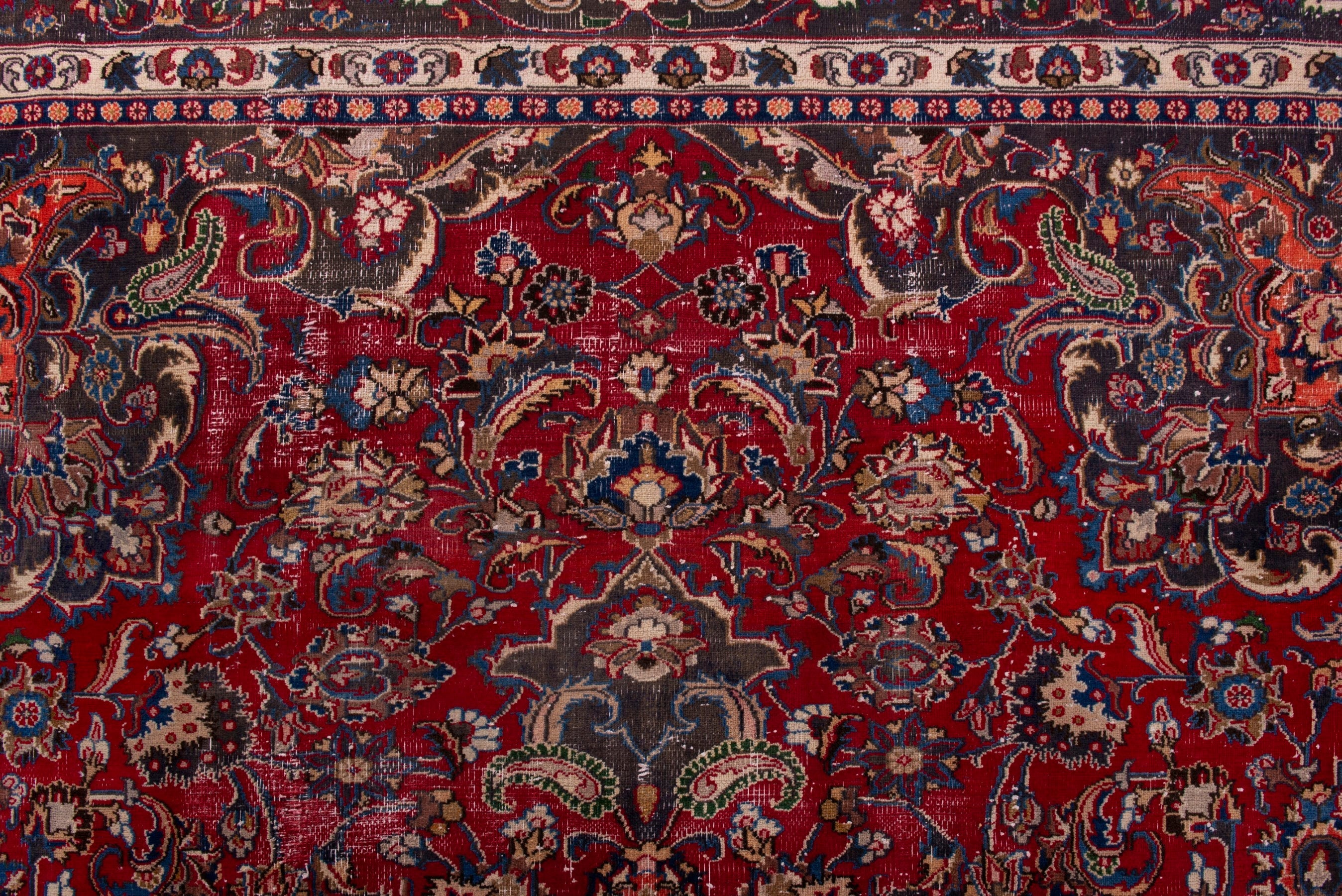 Persian Mashhad oversized rug in deep red and burgundy, view 15 of 20