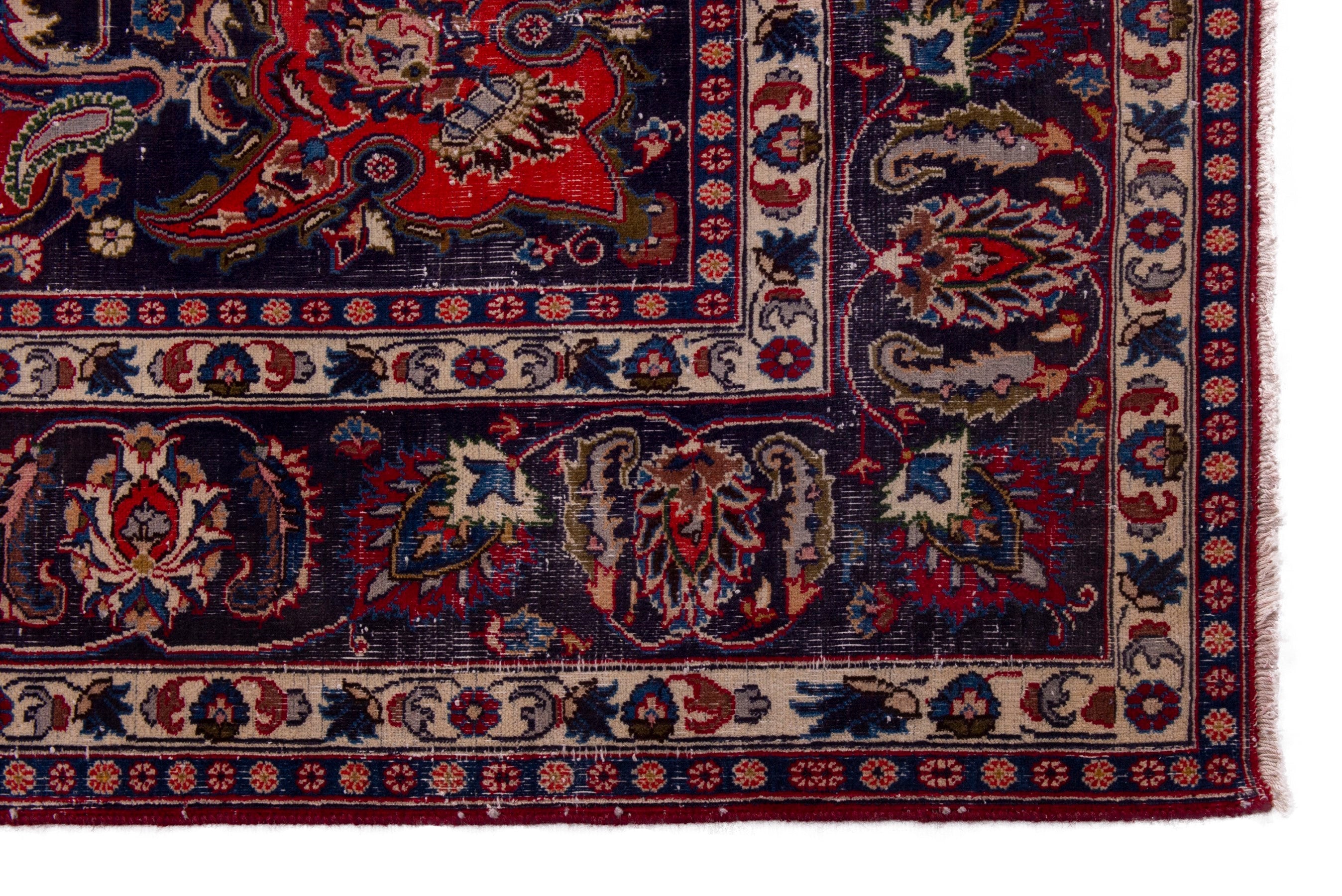 Persian Mashhad oversized rug in deep red and burgundy, view 5 of 20