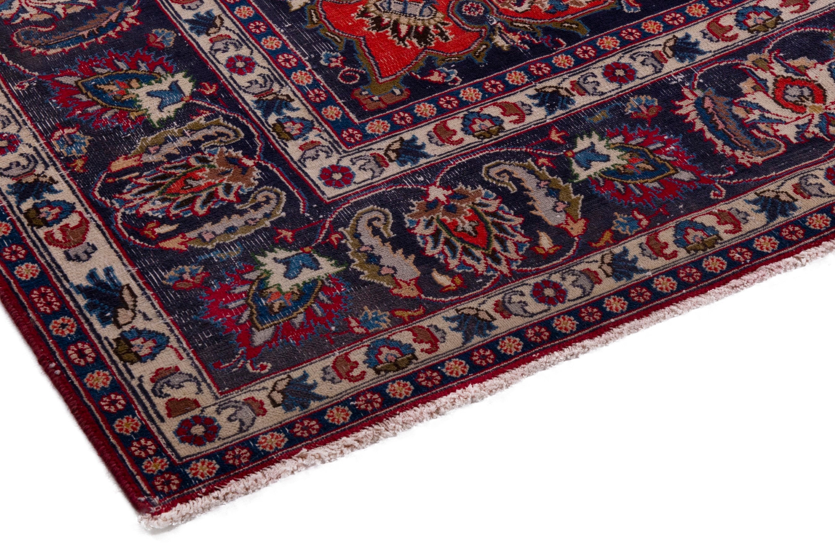 Persian Mashhad oversized rug in deep red and burgundy, view 6 of 20