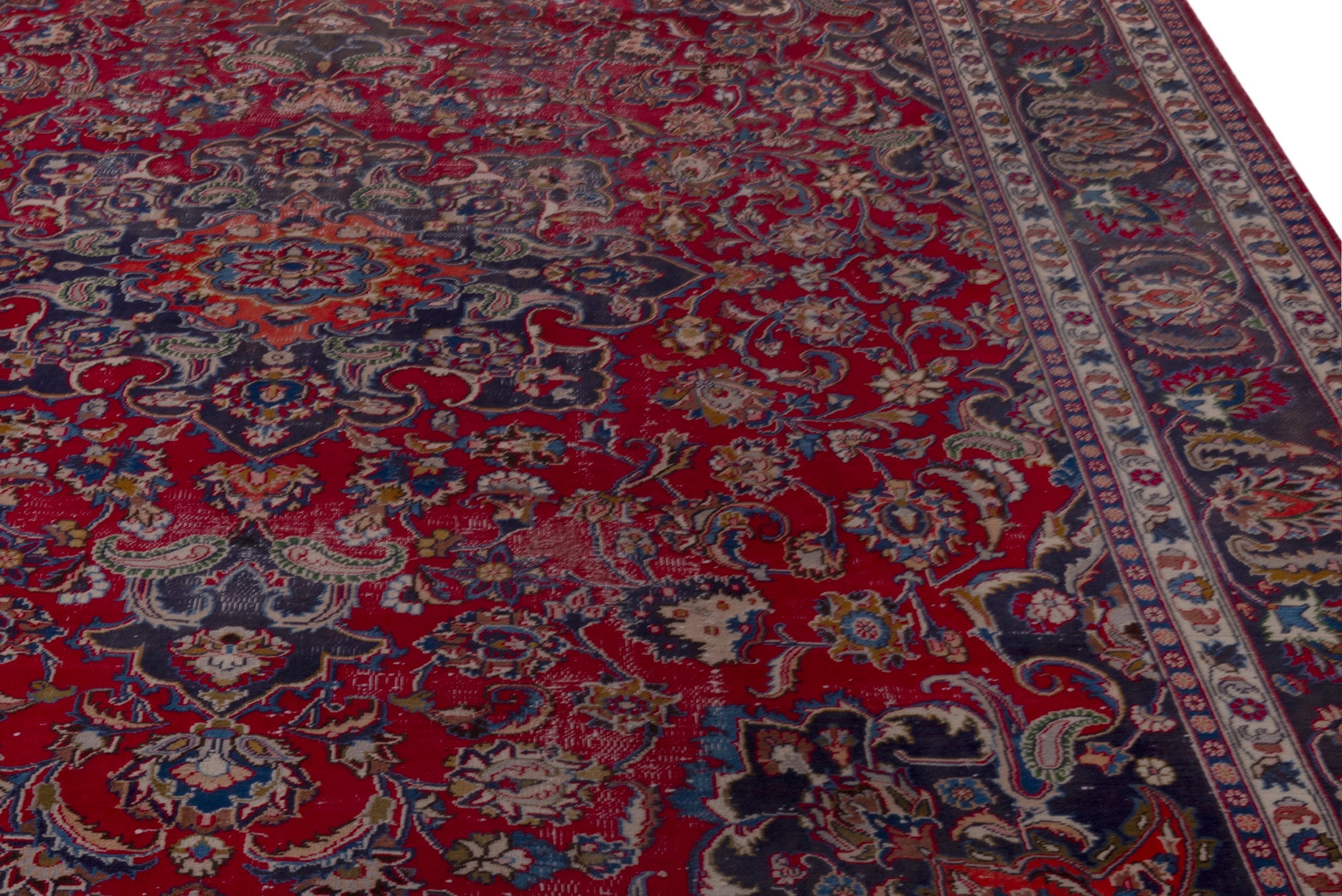 Persian Mashhad oversized rug in deep red and burgundy, view 7 of 20