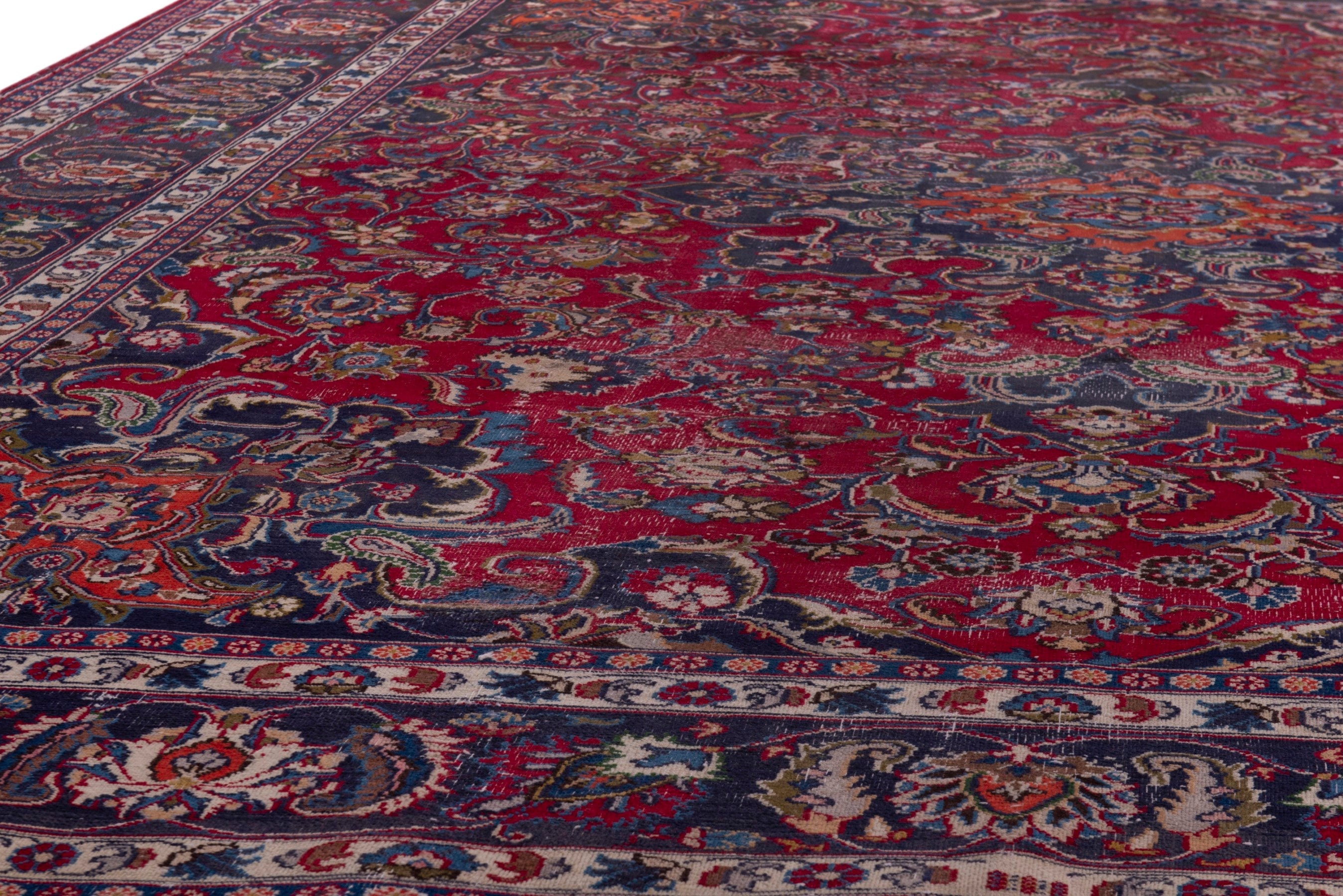 Persian Mashhad oversized rug in deep red and burgundy, view 9 of 20