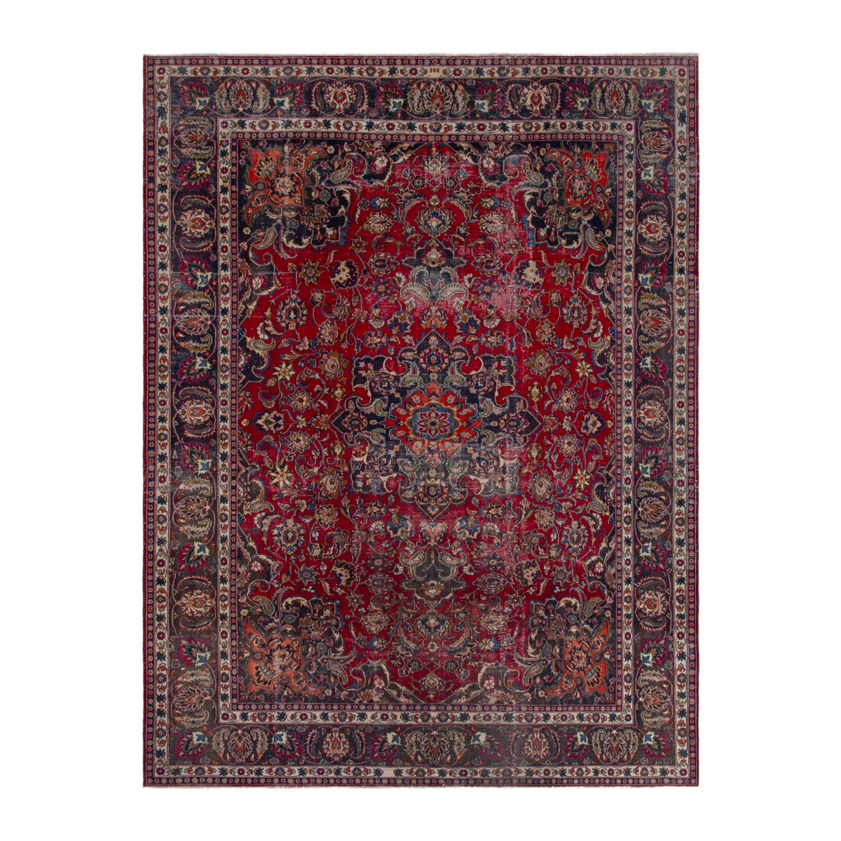 Persian Mashhad oversized rug in deep red and burgundy, 10' x 13'1"