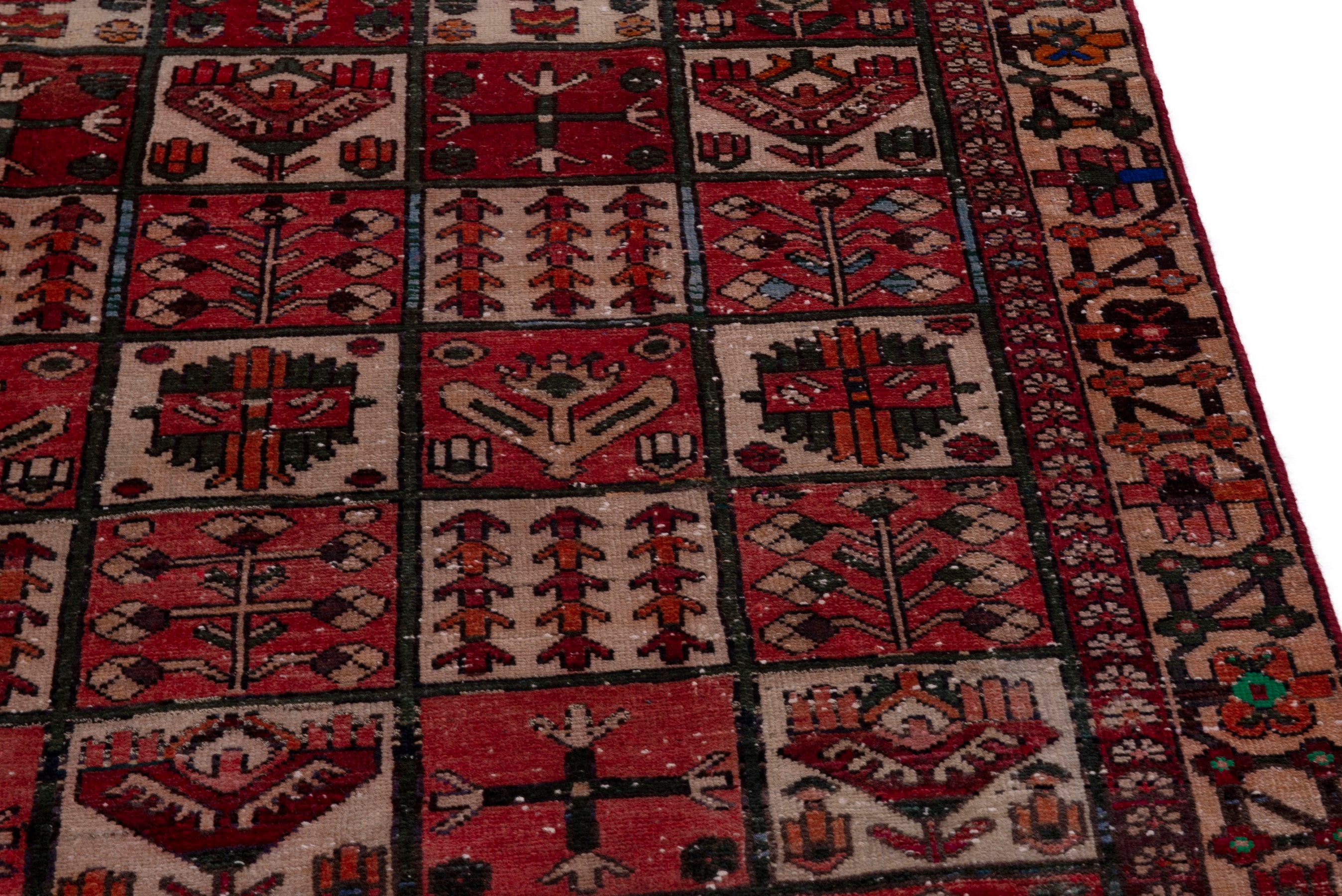 Persian Bakhtiari area rug in burgundy, view 8 of 20