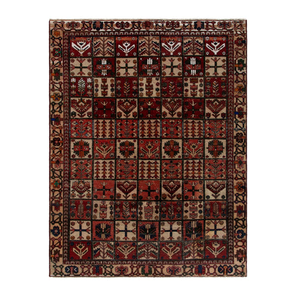 Persian Bakhtiari area rug in burgundy, 7'0" x 9'4"