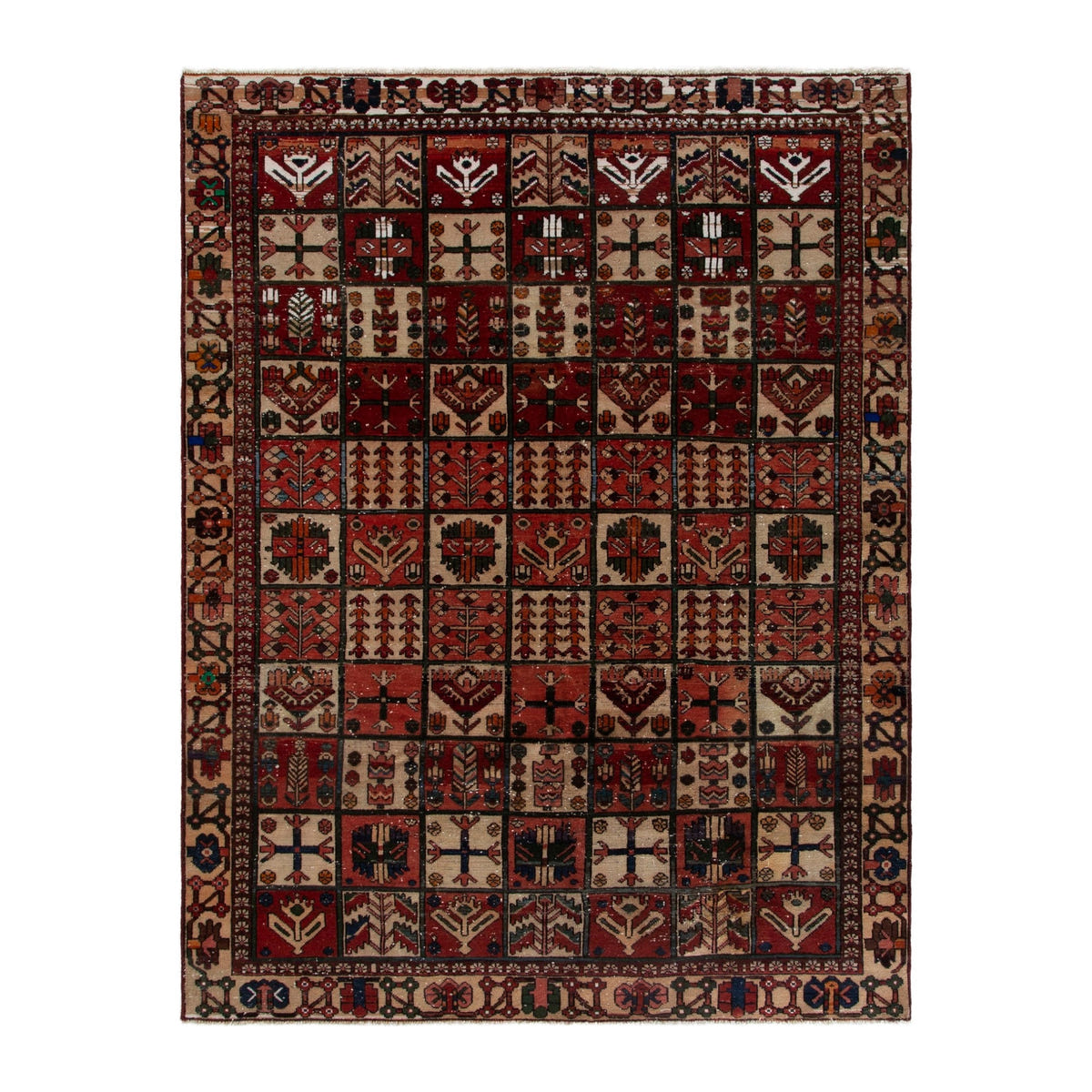 Persian Bakhtiari area rug in burgundy, 7'0" x 9'4"