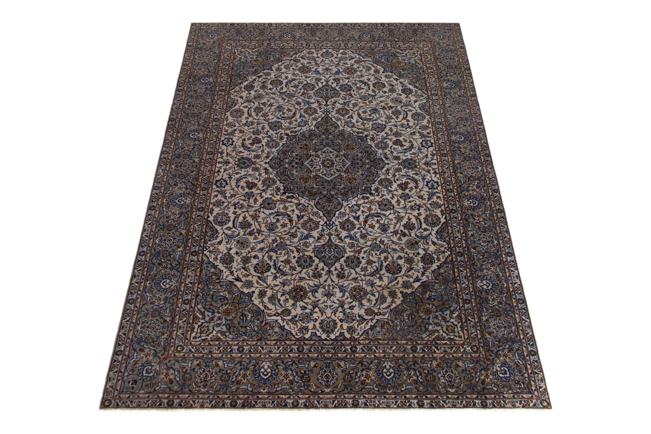 Persian Kashan oversized rug in taupe, view 4 of 20