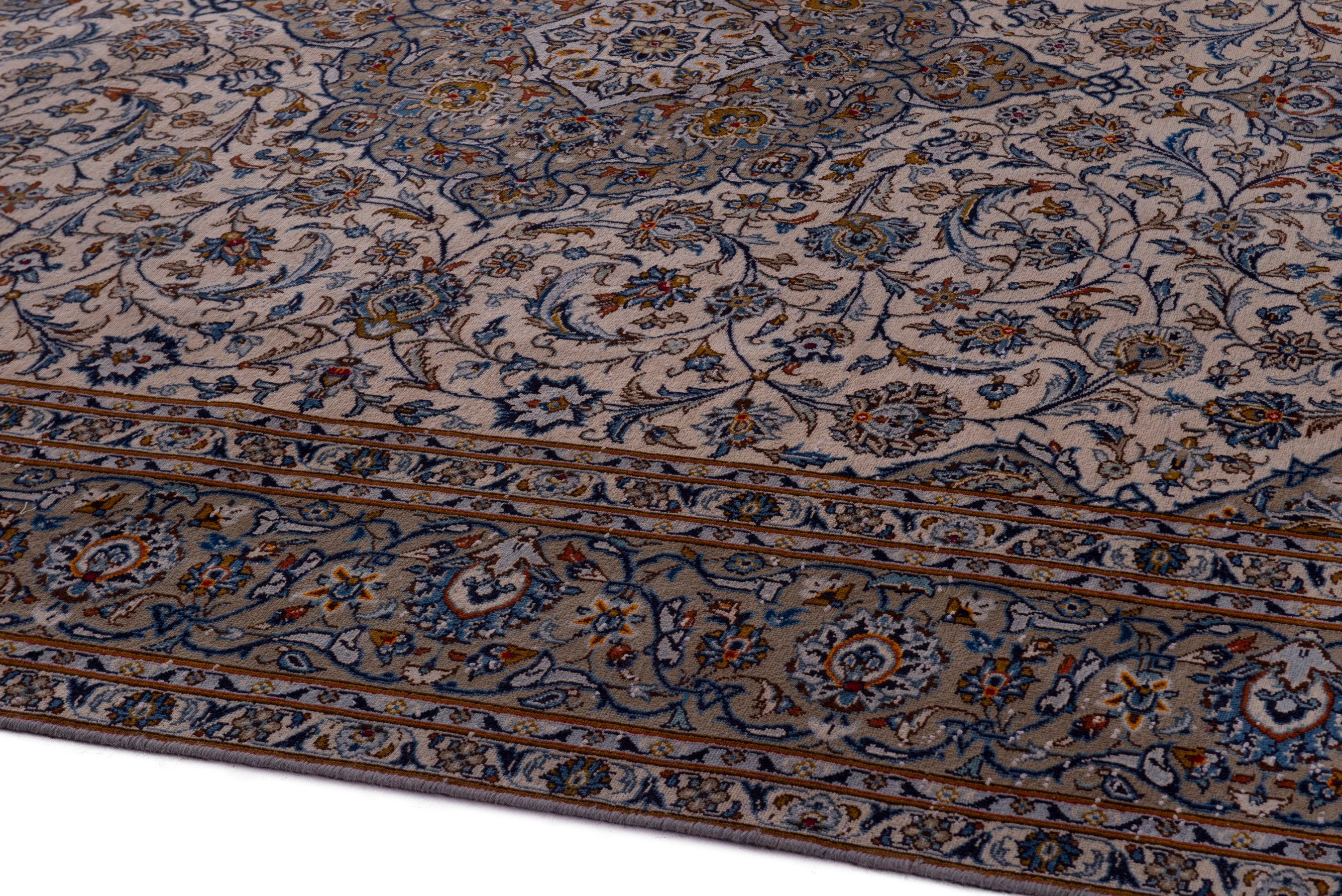 Persian Kashan oversized rug in taupe, view 9 of 20