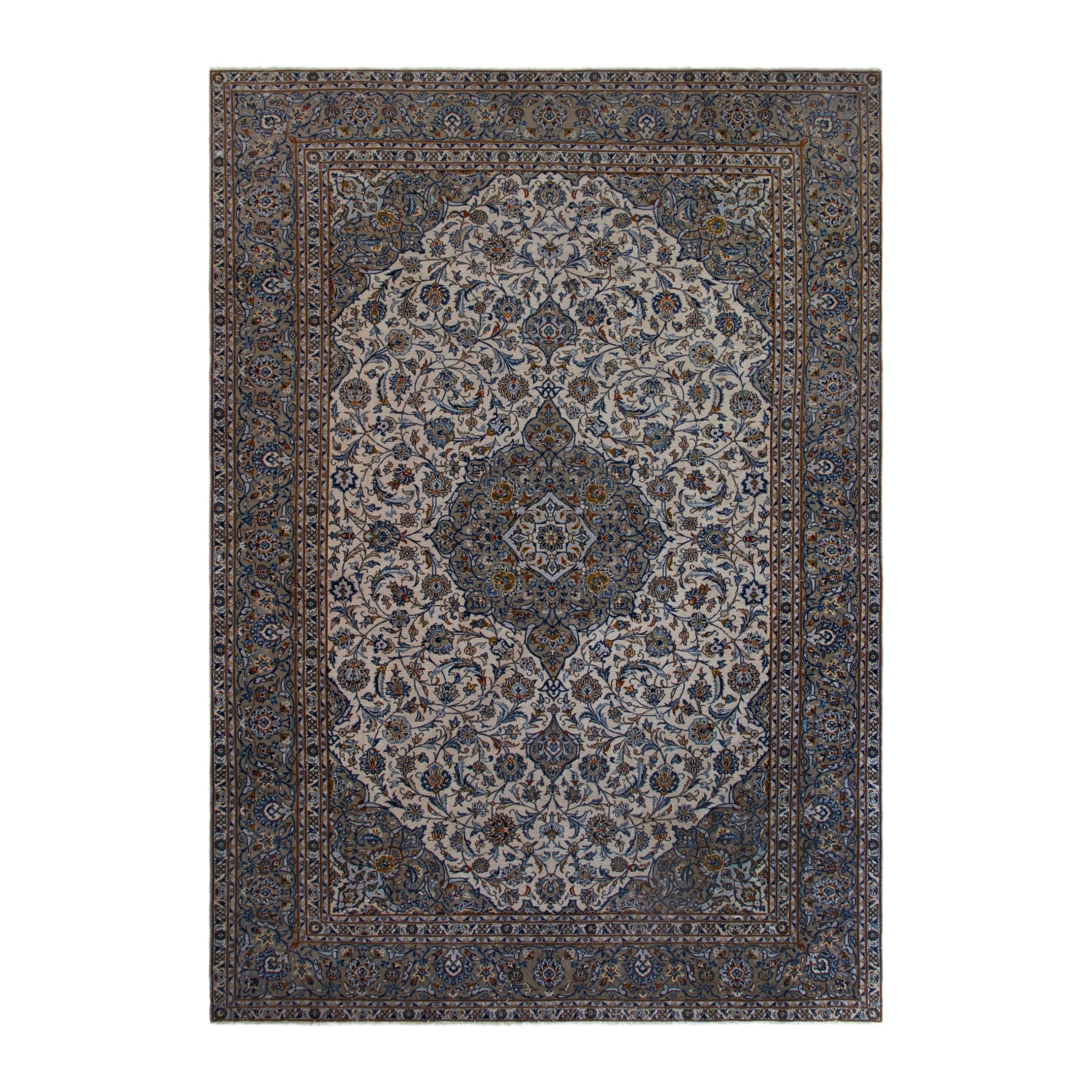 Persian Kashan oversized rug in taupe, 9'10" x 14'0"