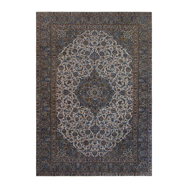 Persian Kashan oversized rug in taupe, 9'10" x 14'0"