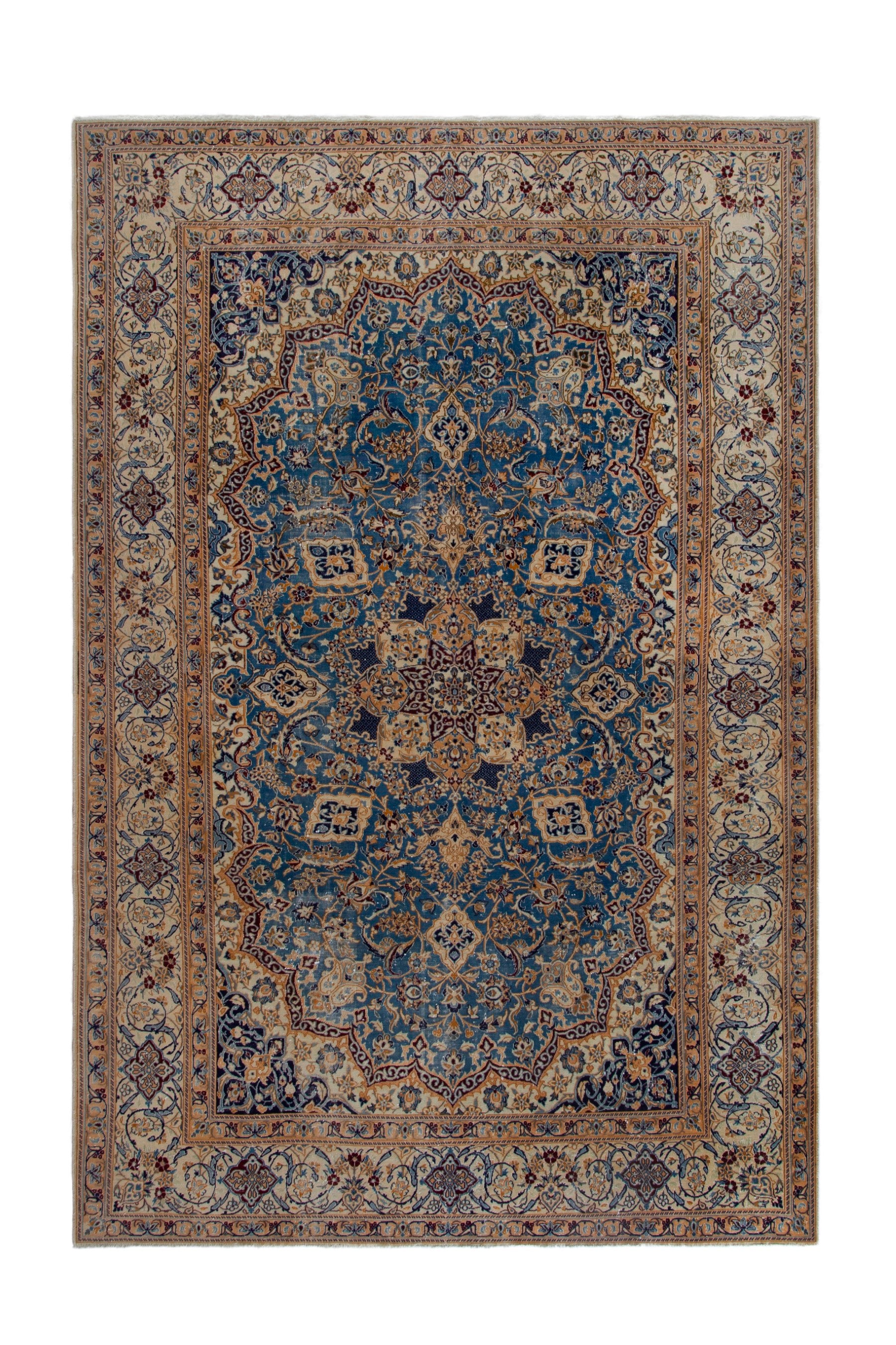 Persian Nain oversized rug in brown, view 2 of 20