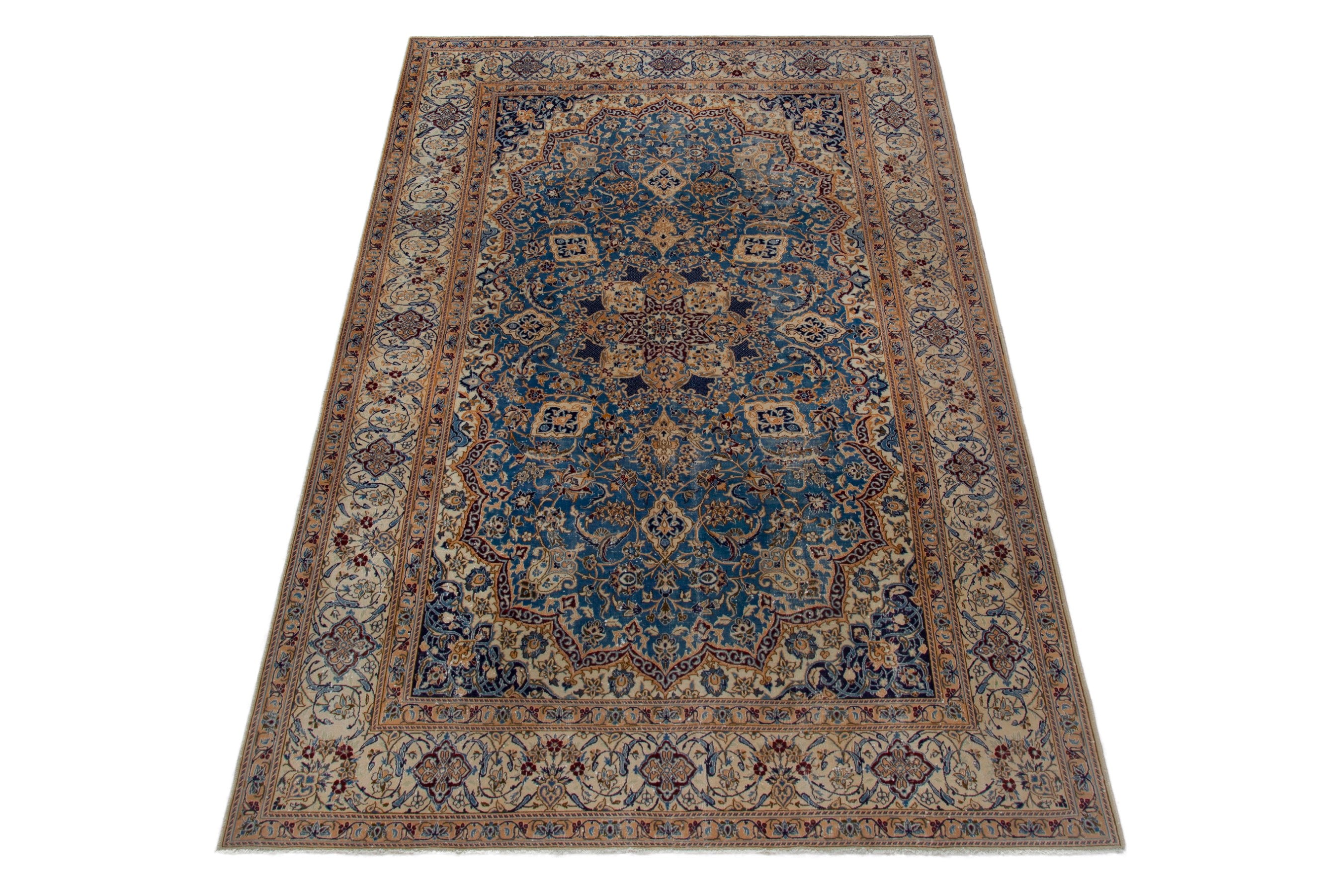 Persian Nain oversized rug in brown, view 3 of 20