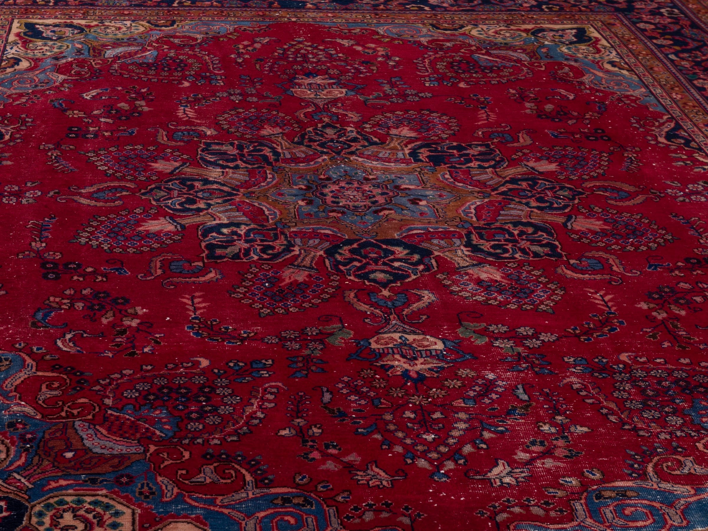 Persian Sabzevar oversized rug in deep red and burgundy, view 10 of 19