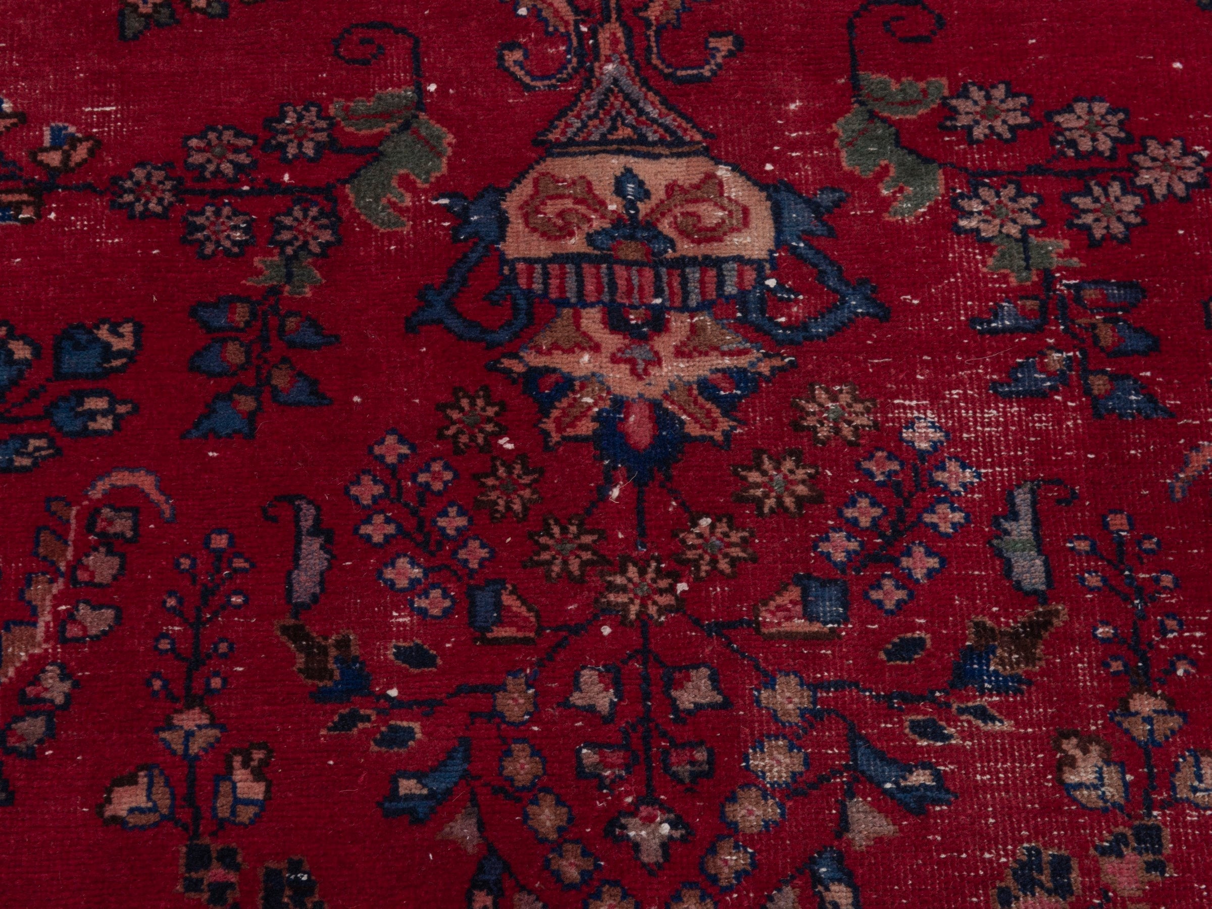 Persian Sabzevar oversized rug in deep red and burgundy, view 12 of 19