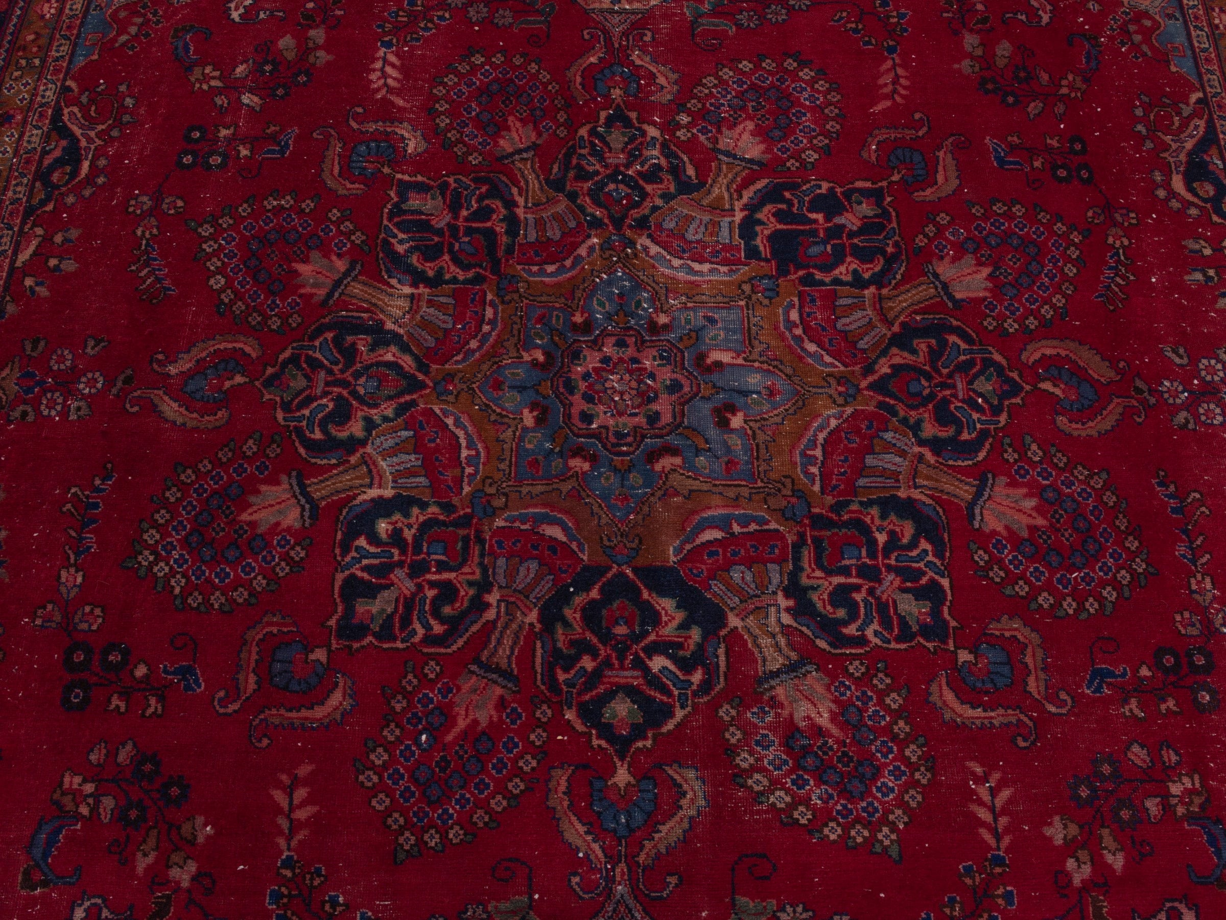 Persian Sabzevar oversized rug in deep red and burgundy, view 13 of 19