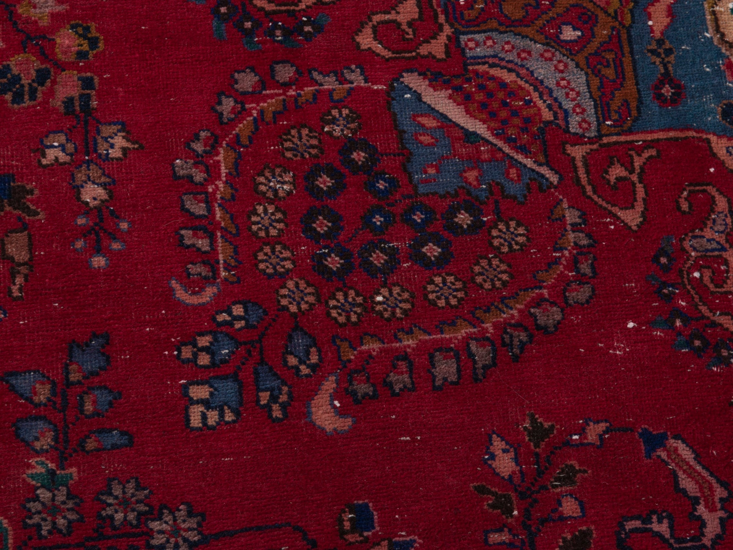 Persian Sabzevar oversized rug in deep red and burgundy, view 15 of 19