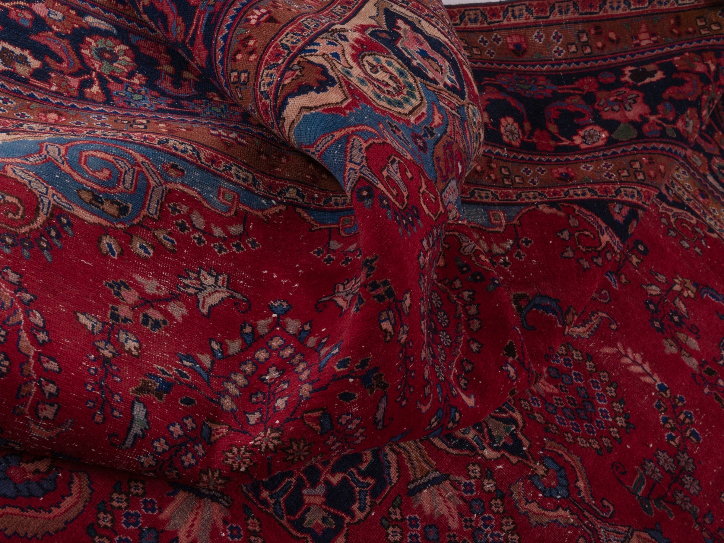 Persian Sabzevar oversized rug in deep red and burgundy, view 16 of 19
