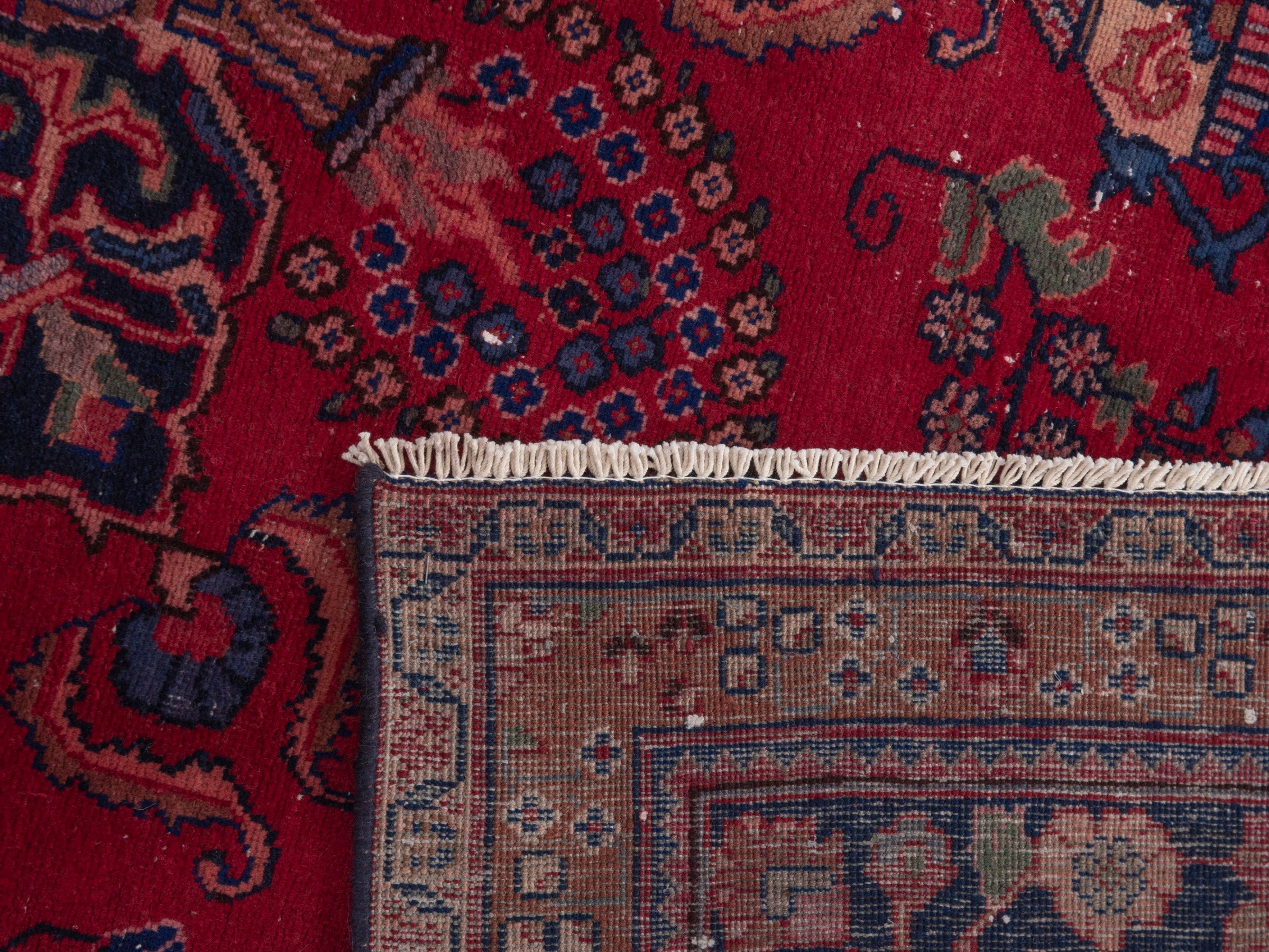 Persian Sabzevar oversized rug in deep red and burgundy, view 19 of 19