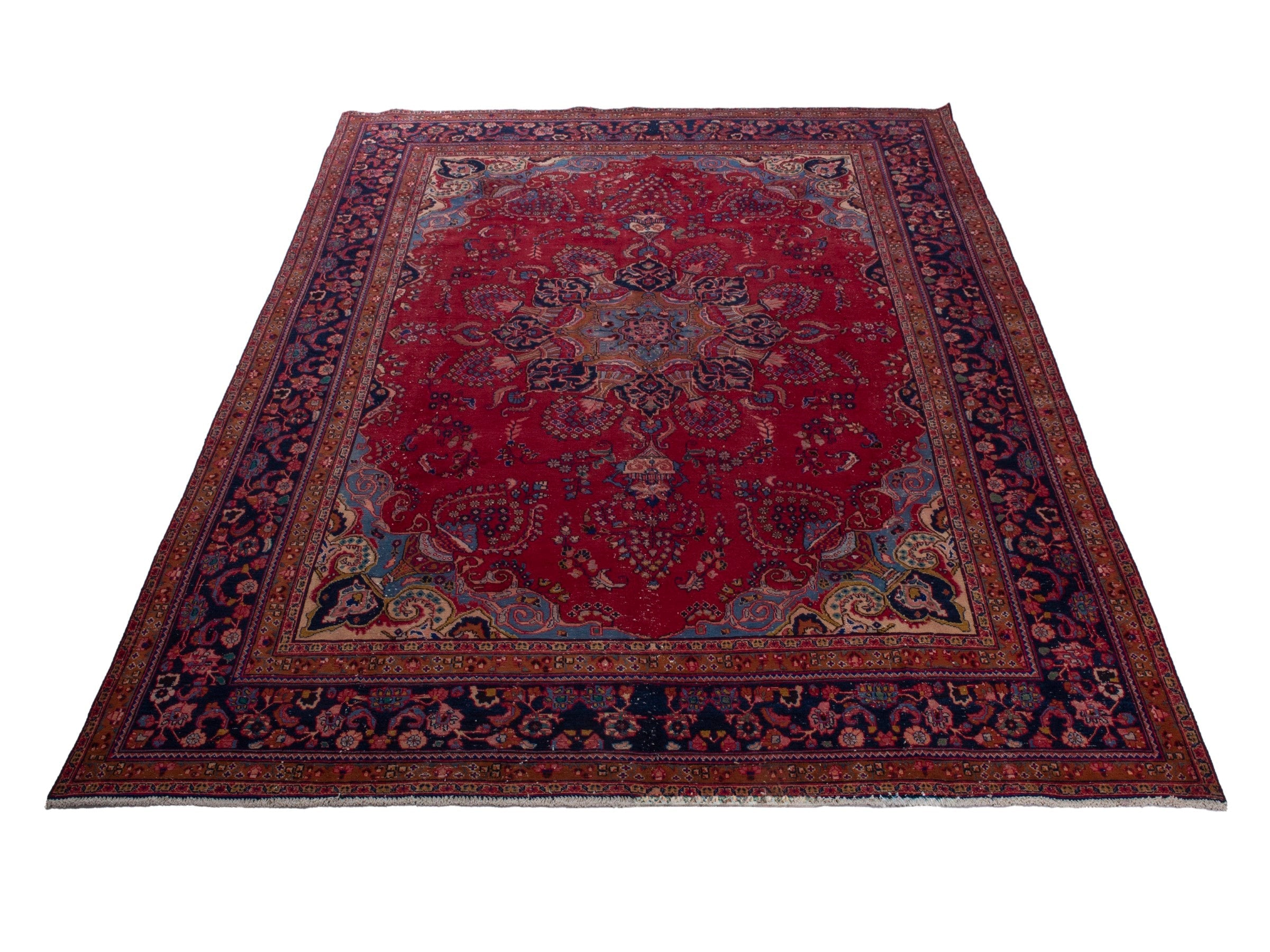 Persian Sabzevar oversized rug in deep red and burgundy, view 2 of 19