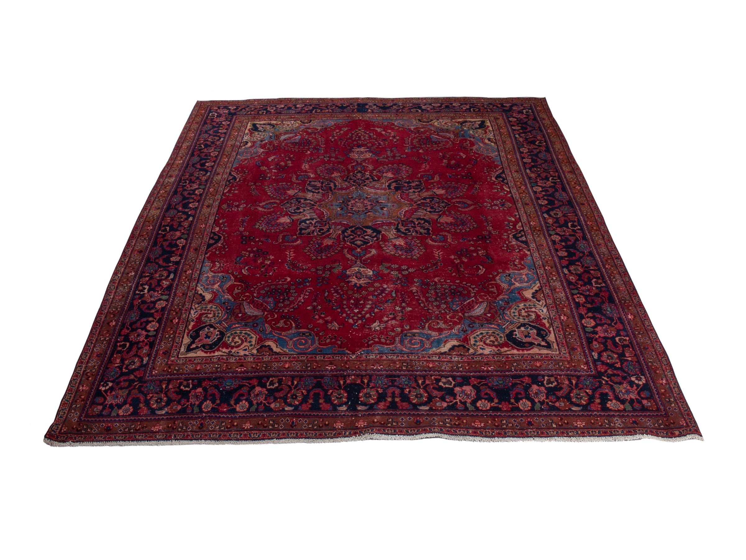Persian Sabzevar oversized rug in deep red and burgundy, view 3 of 19