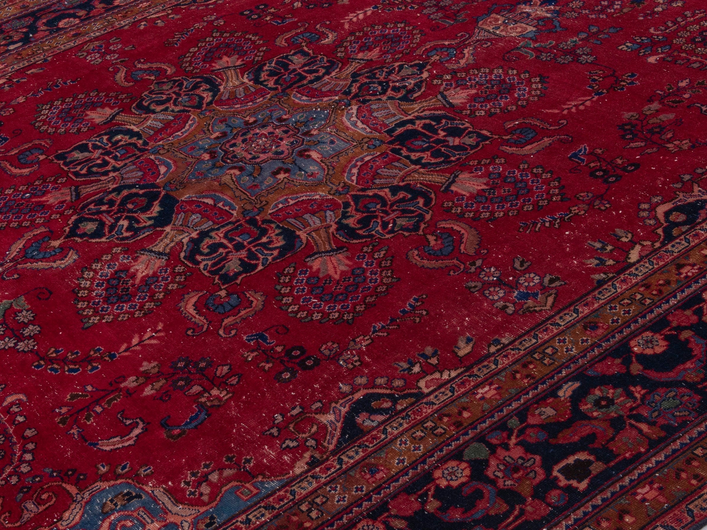 Persian Sabzevar oversized rug in deep red and burgundy, view 4 of 19